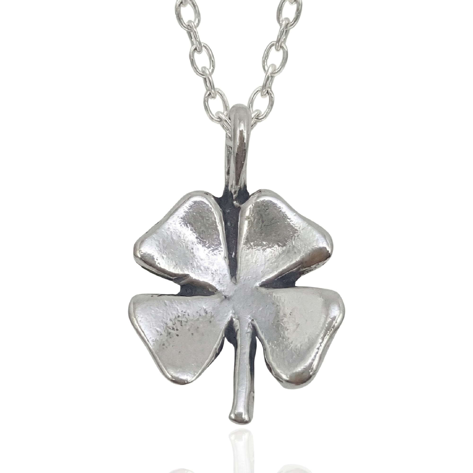 Irish Shamrock Sterling Silver Charm Necklace