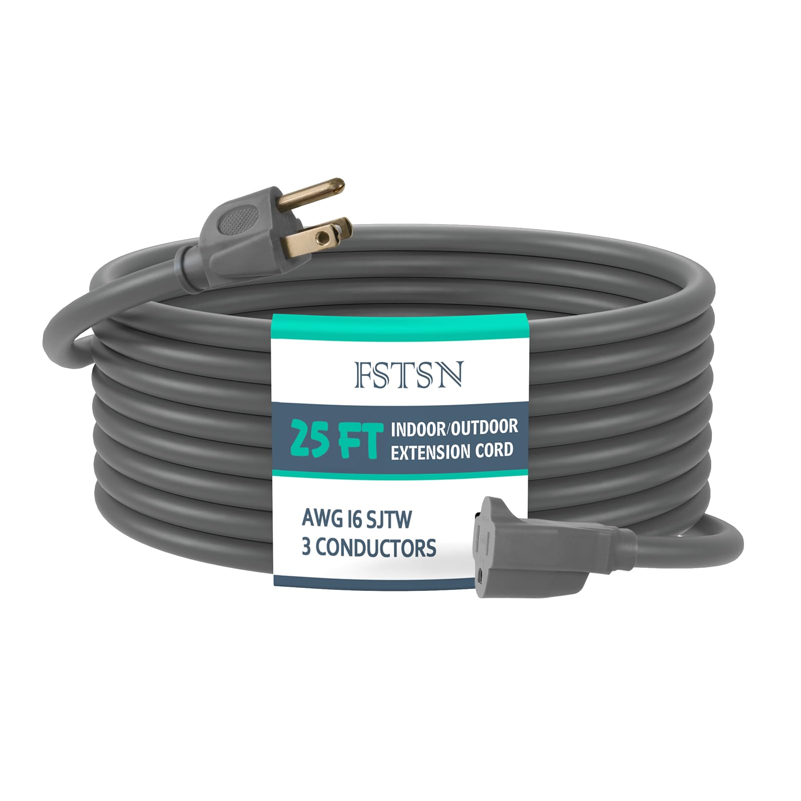 25 Ft Heavy Duty Indoor Outdoor Extension Cord - 16/3 SJTW