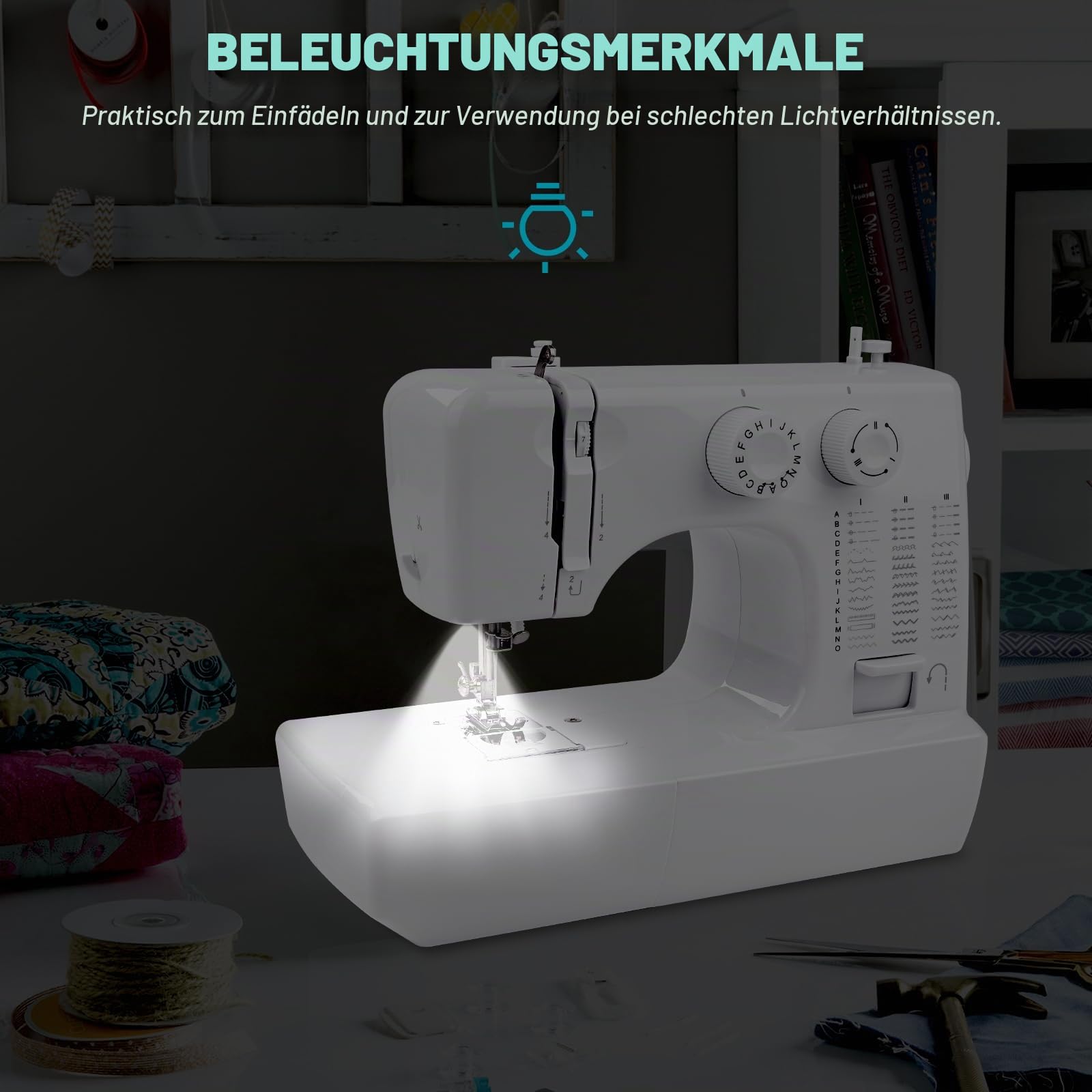 Mini-Nähmaschine mit 45 Stichen, Nähkit für Haushalt & Einsteiger