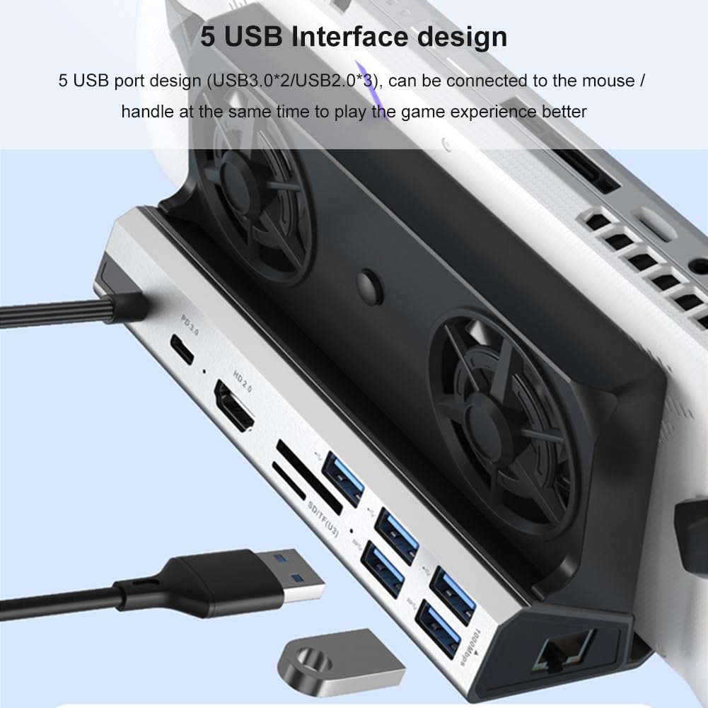 Docking station compatibile con HDMI Hub console 4K 60Hz USB C Docking Station Gigabit Ethernet 1000Mbps Tipo C USB 3.0 2.0 PD 100W RJ45 per Steam Deck