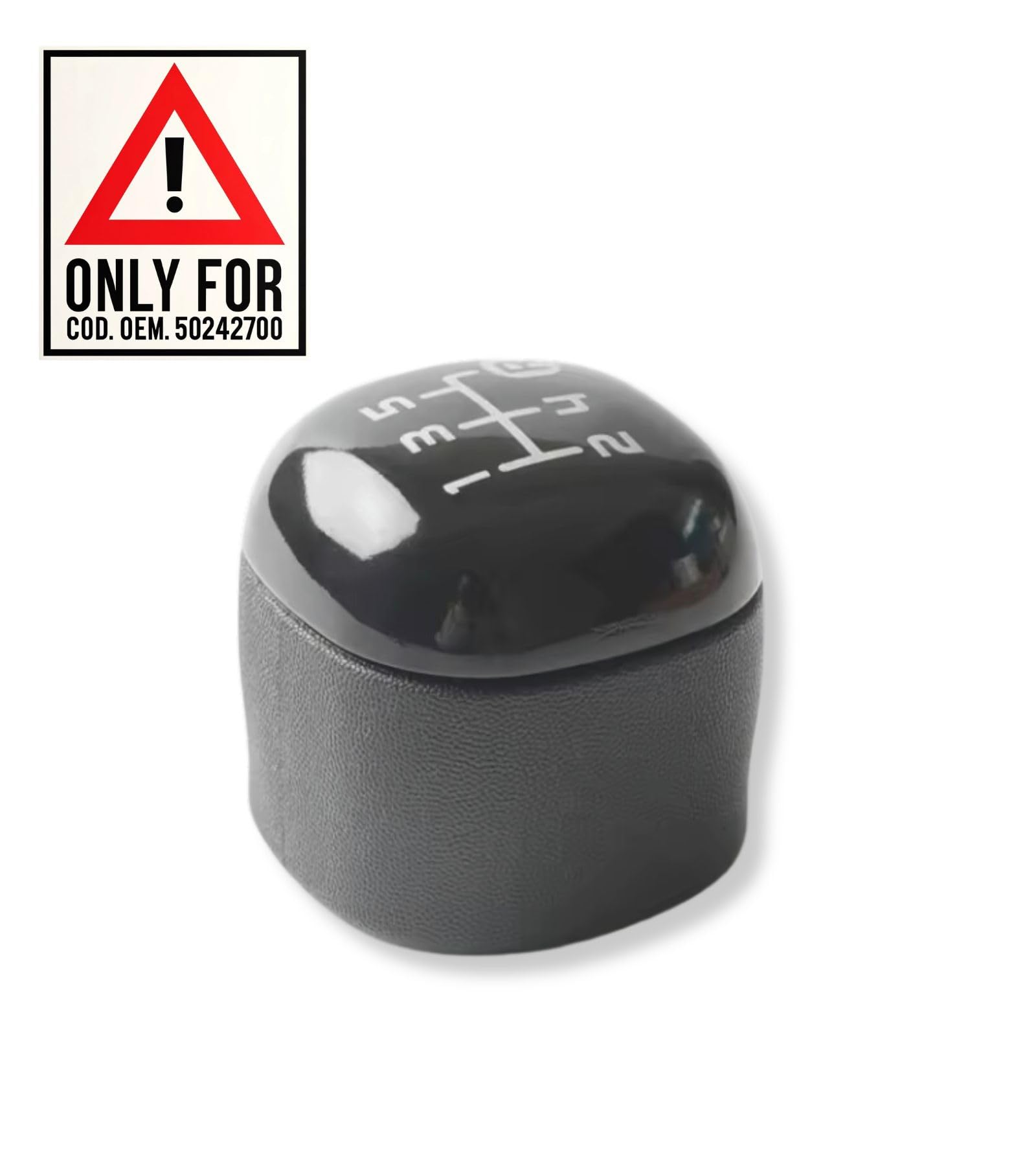 1neiSmartech Pomello Leva Cambio 5 Marce Nero, Compatibile Solo con Fiat Panda 2012+ Terza Generazione Codice OEM 502942700, Facile Installazione, Design Elegante
