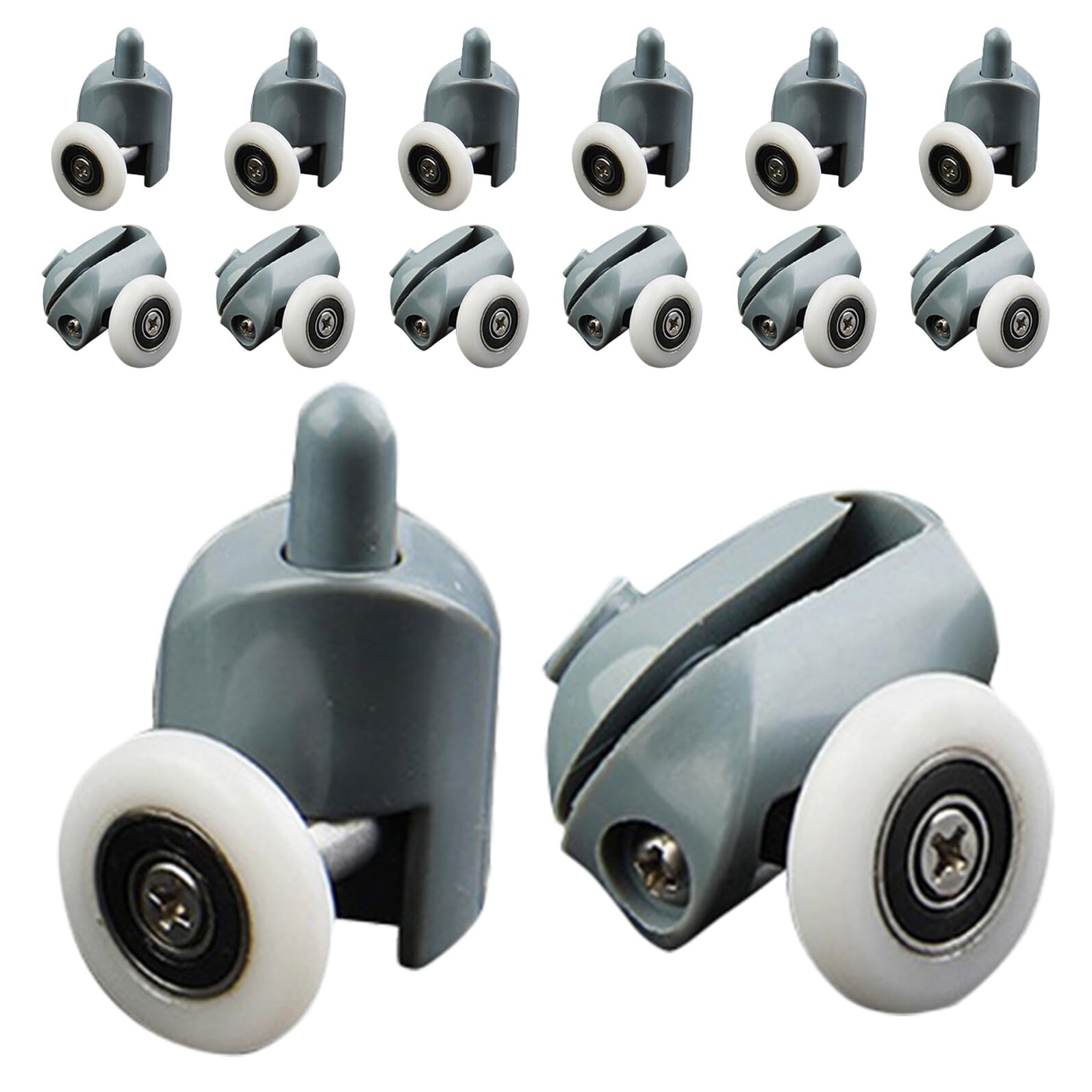 Rodillos para Puertas Correderas de Ducha 20 Piezas 10 Ruedas Superiores 10 Inferiores Diámetro 25 MM Resistentes al Agua y Corrosión Compatibles Puertas de Cristal de Baño