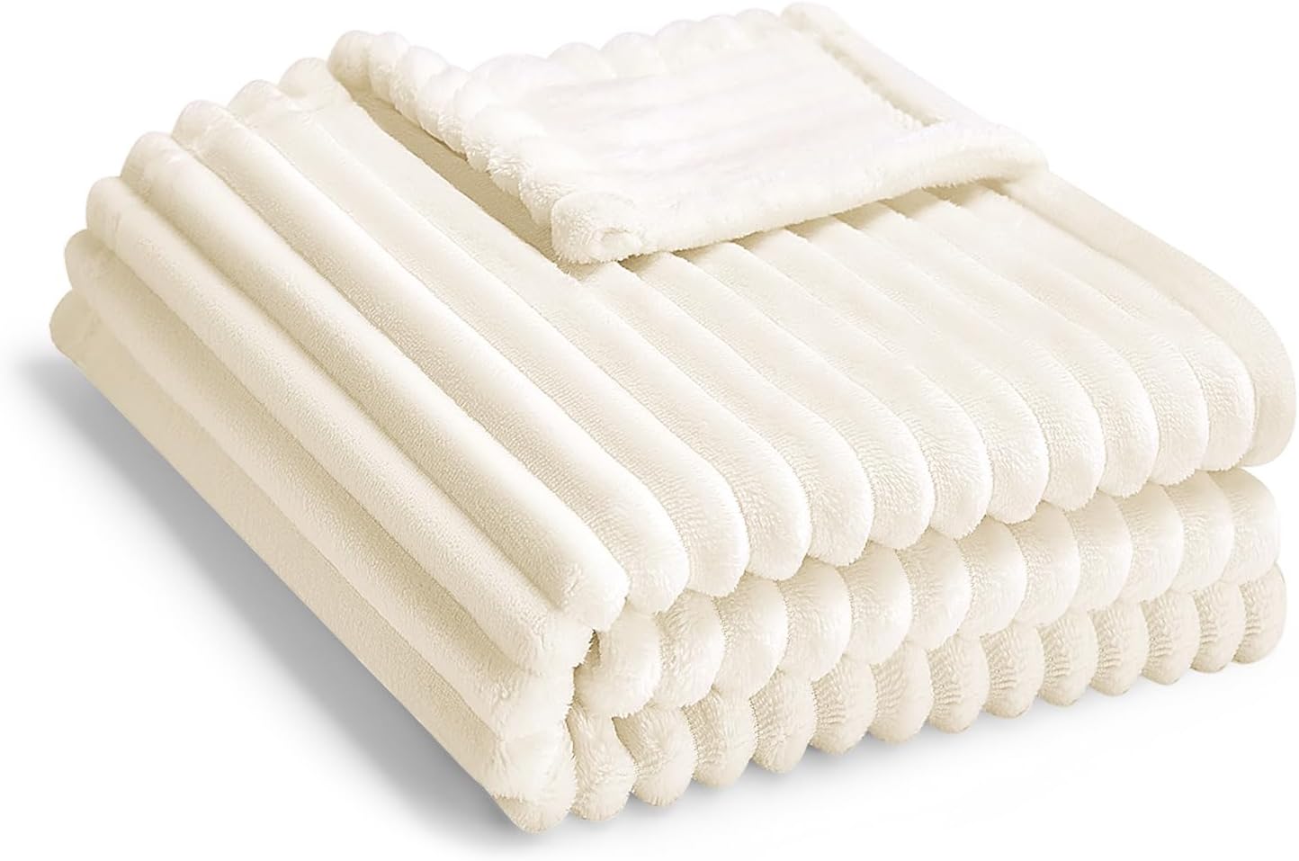 Soft Fleece Baby Blanket Ultra Cozy Baby Blankets for Boys Girls Warm and Lightweight Infant Toddler Newborn Receiving Gift with Reversible Stripes for Crib Stroller, 30×40 Inch, Cream