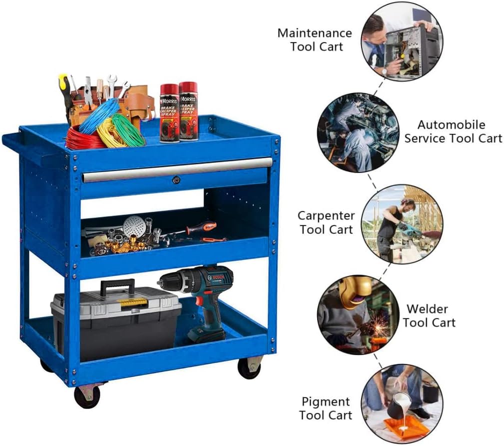 Buy 3Tier Rolling Tool Cart, 330 LBS Large Utility Mechanic Tool Cart