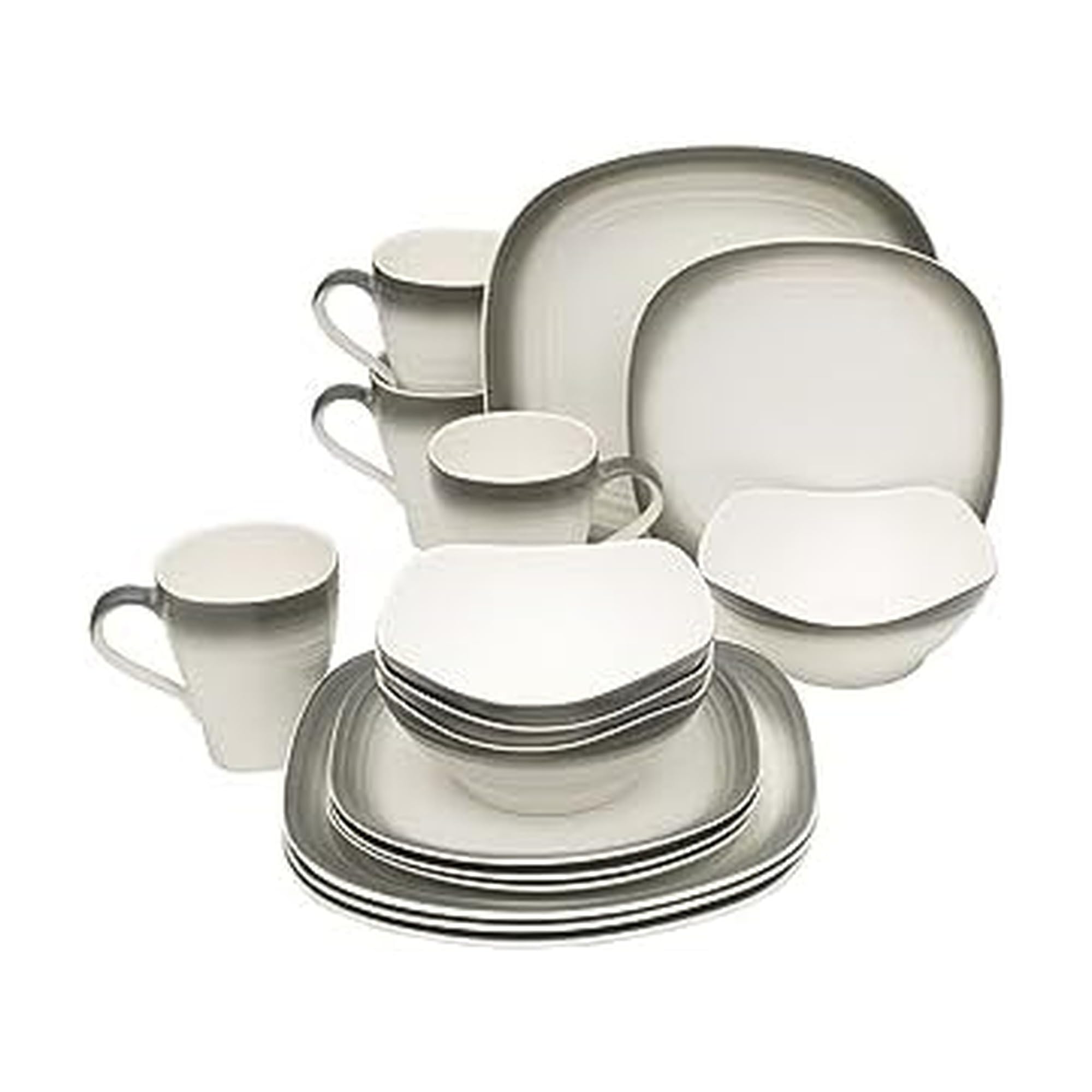 Swirl Square Ombre Graphite 16 Piece Dinnerware Set, Service for 4