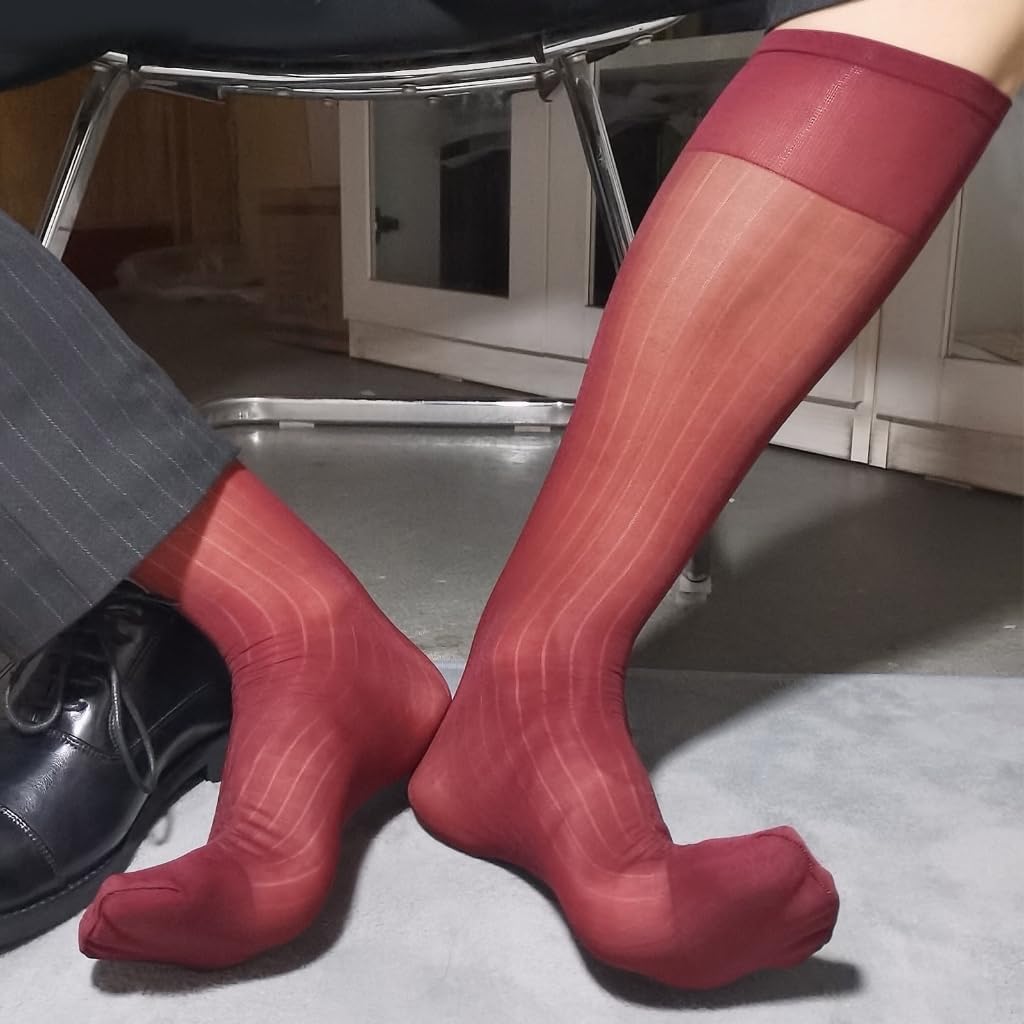 Mens Sheer Business Dress Socks Long Over the Calf Dress or Work Socks Nylon Dress Socks Dress Socks