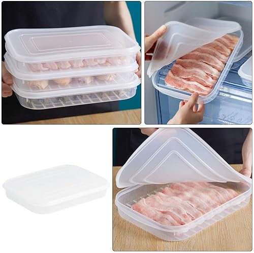 Miniatura 8 de Kichvoe Bacon Keeper Deli - Recipientes de plástico para almacenamiento de alimentos con tapas, contenedor de preparación de comidas para