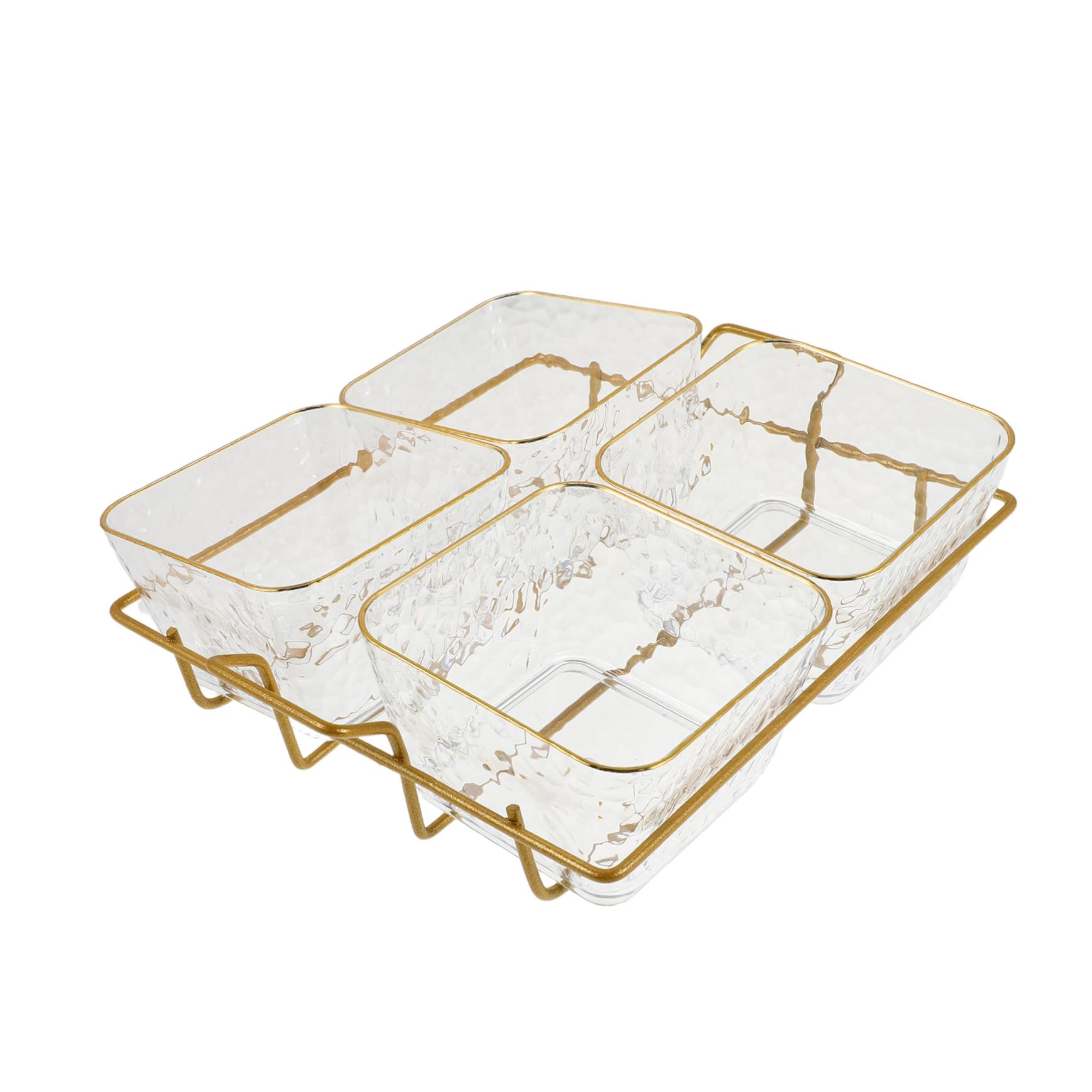 PRETYZOOM 4 Stück Geteiltes Snacktablett aus Transparentem Acryl mit Gold-metallgestell Fächer Professionelles Buffet-organizer-set für Bar Ktv Salon Effiziente Aufbewahrung