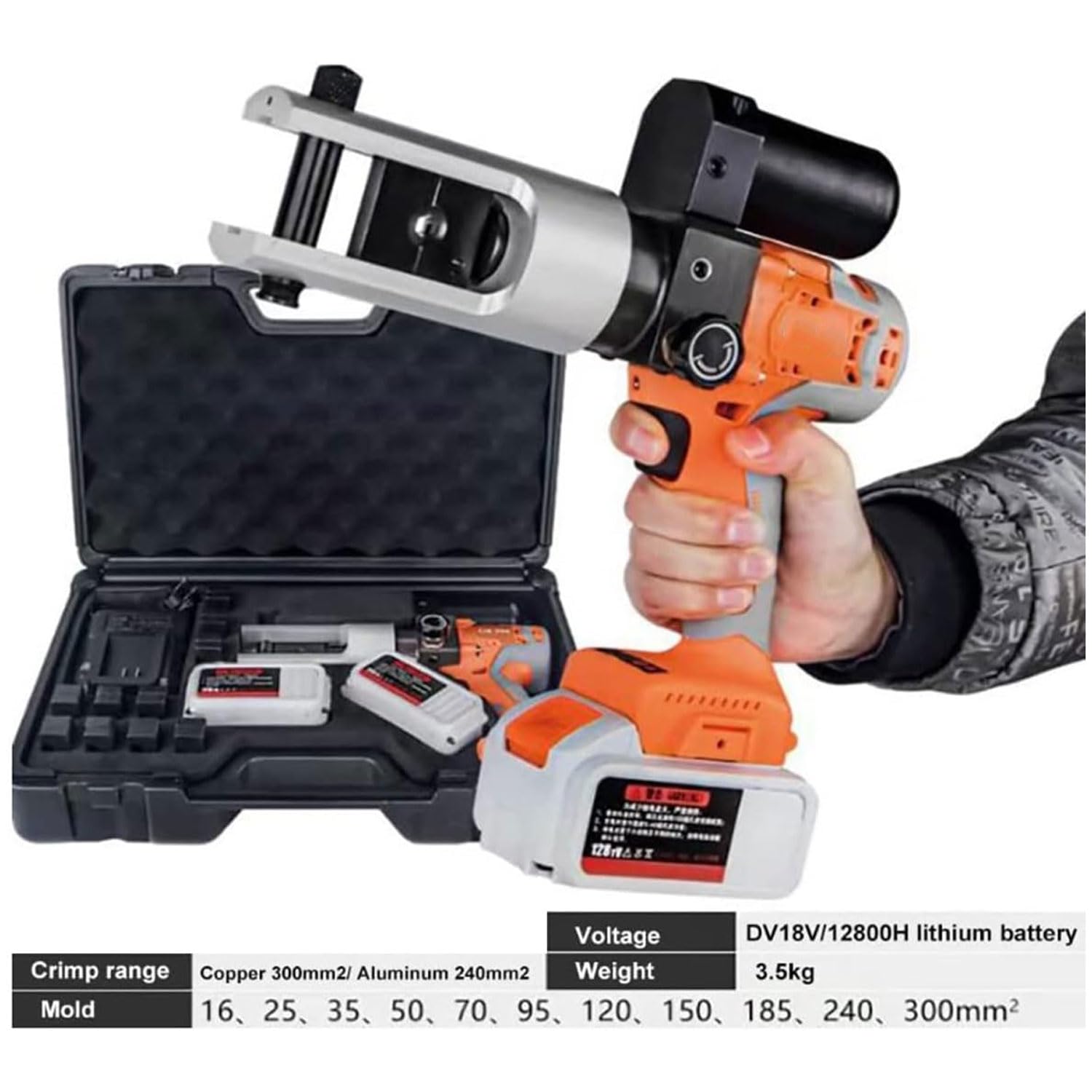 Pinza crimpatrice idraulica elettrica, connettore reversibile portatile a 360°, utensili per crimpare cavi Con 11 stampi, kit connettore idraulico per tubi in acciaio inossidabile, PEX, rame