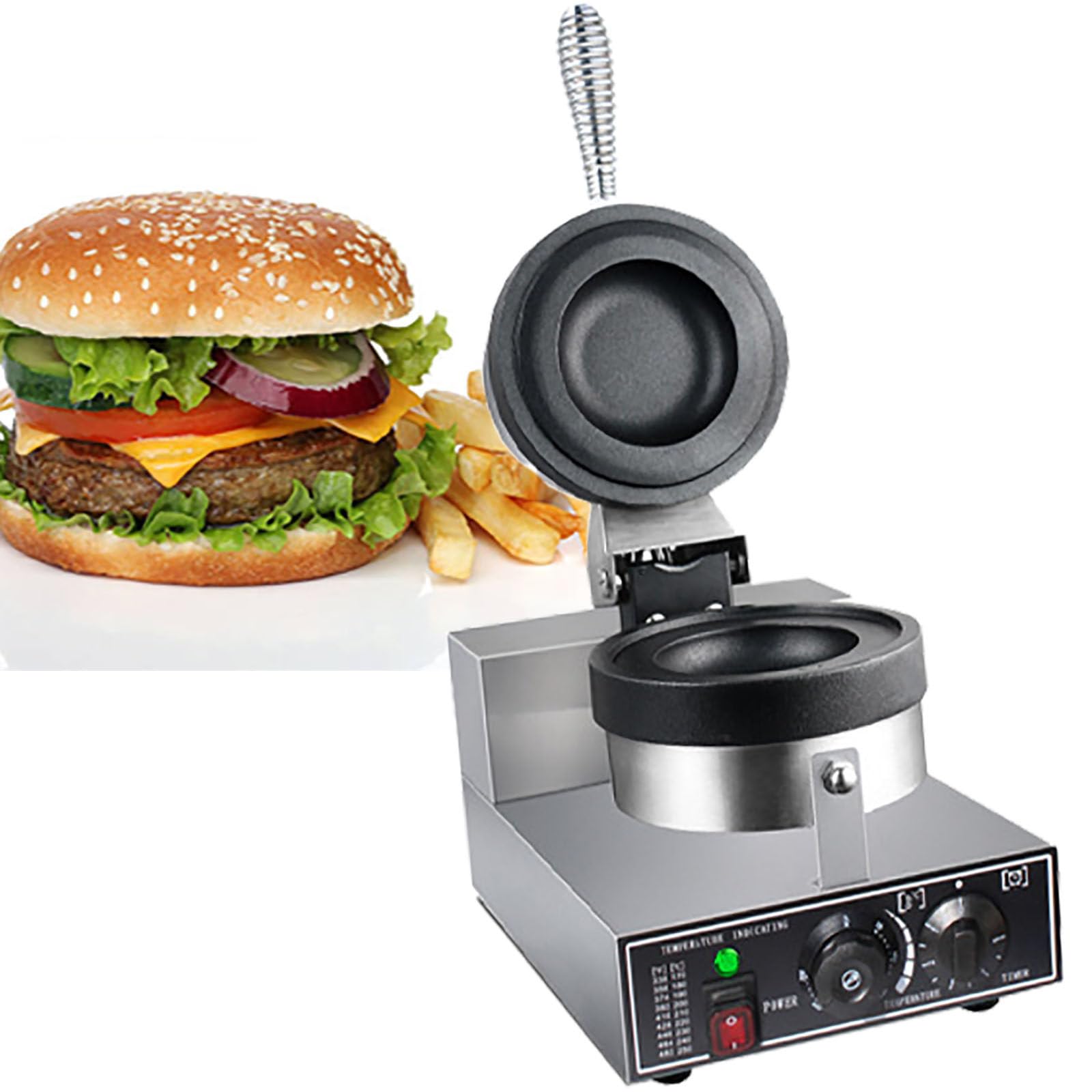 YXYLJOZ 1200W Non-Stick Electric Burger Waffle Maker - Commercial Panini Press for Home & Kitchen, Ideals for Breakfast, Ice Cream Waffles, and Gourmet Sandwiches