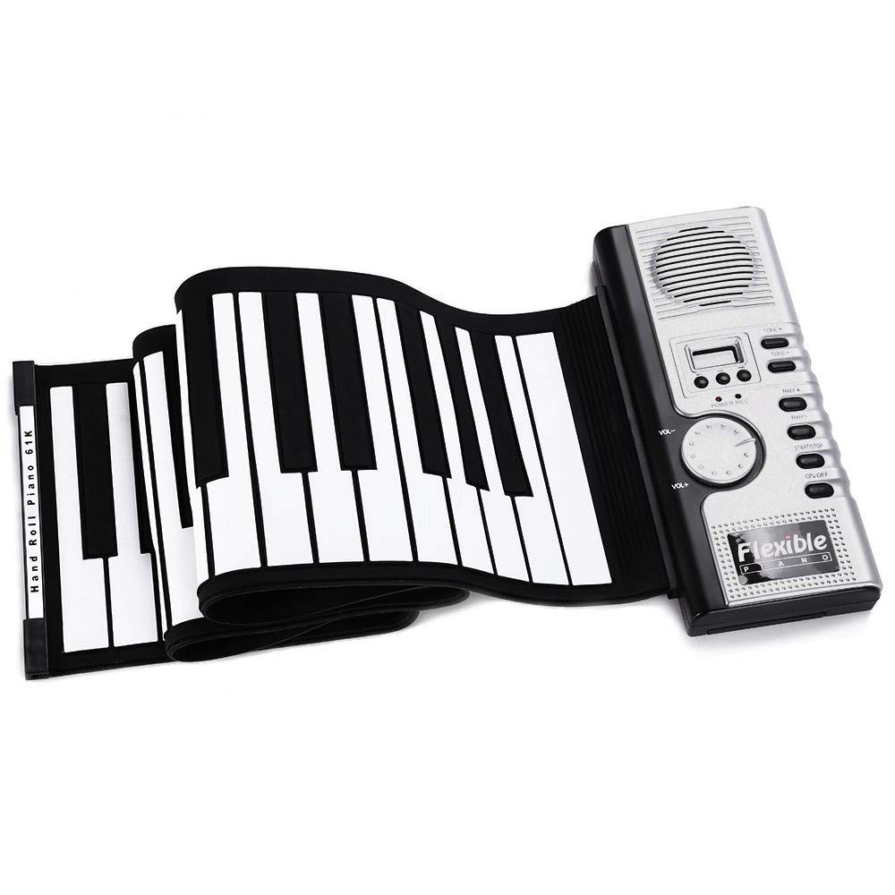 ABCCS Portable Elastic Roll Piano Keyboard 61-key Electronic Piano Keyboard Suitable For Beginners Children Practice Musical Instrument With External Sound Thick Silicone Portable