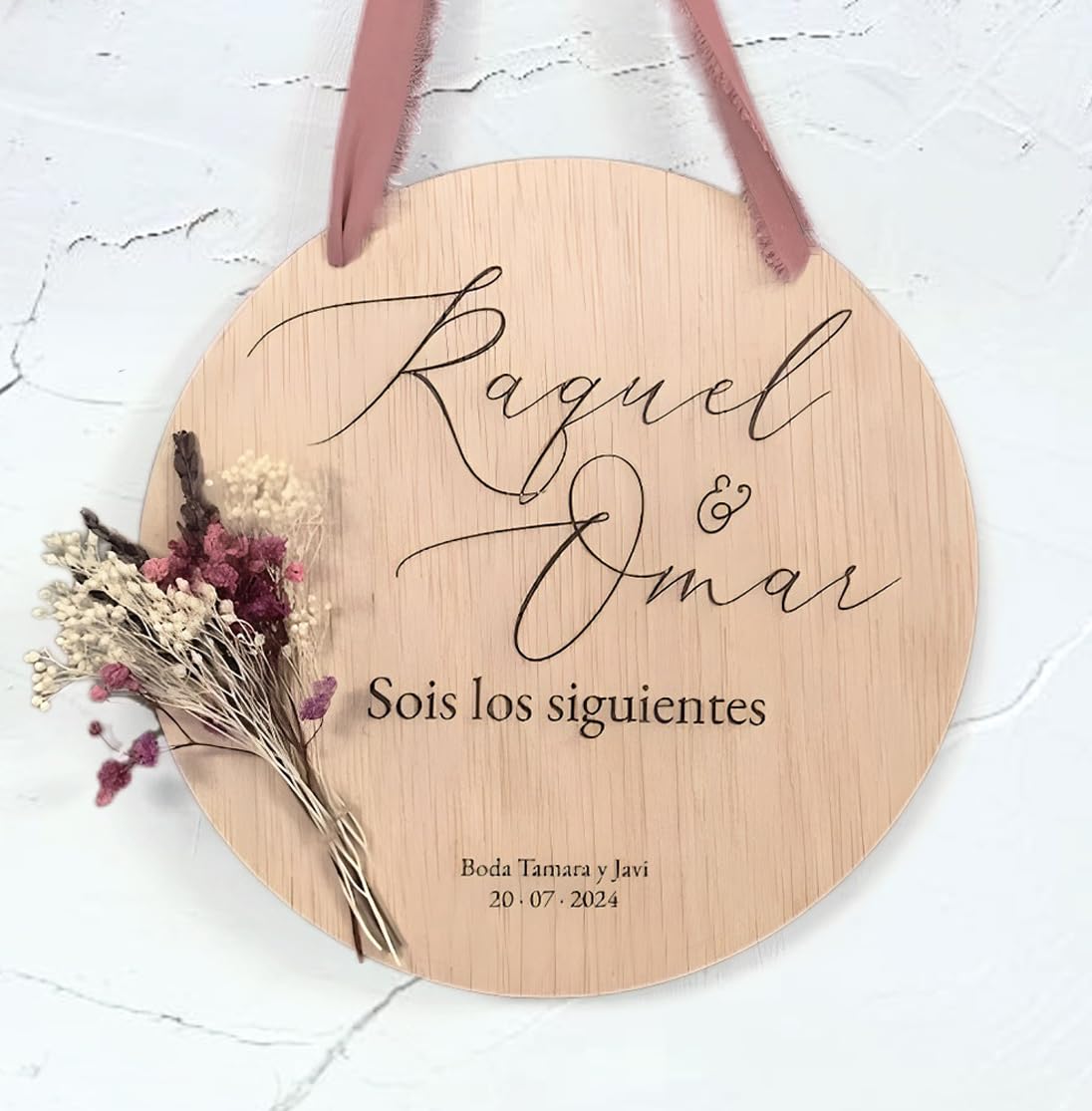 Placa de Madera ‘Sois los Siguientes’ - Recuerdo Personalizado para Bodas con Flores Preservadas”