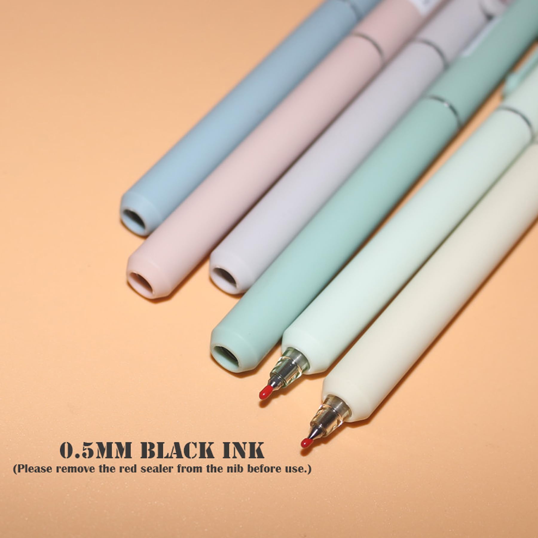 HeTaoCat 6Pcs Innovative Retractable Gel Pens with 6 Morandi color, 0.5MM Quick-drying Black Ink Pens Fine Point - Image 4