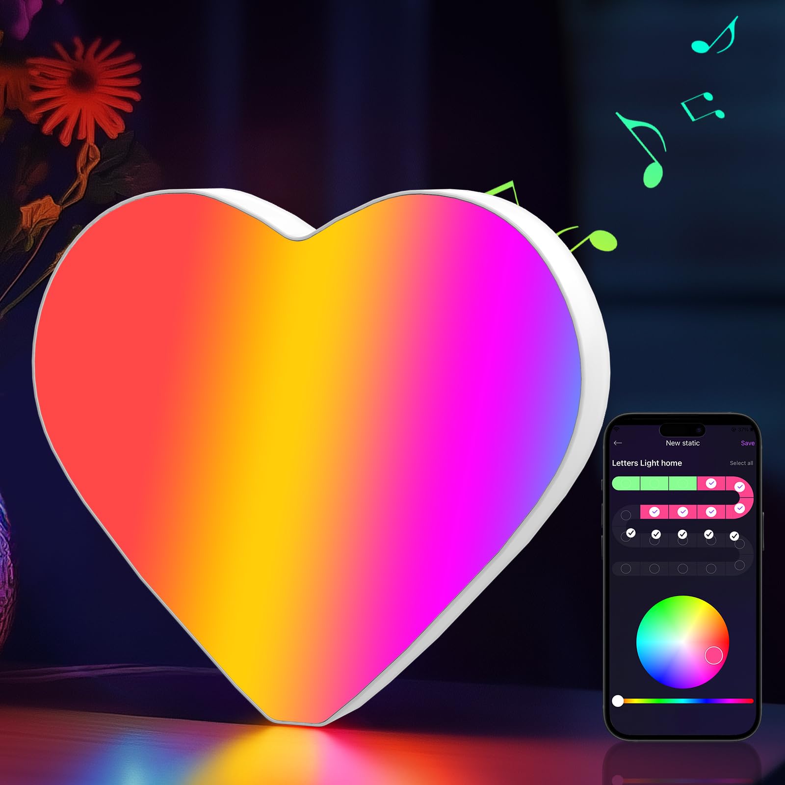 Light Up Letters Marquee Letter - Music Sync RGB Color Changing LED Lights Letter Logo Game Lights for Girls Women Party Birthday Christmas