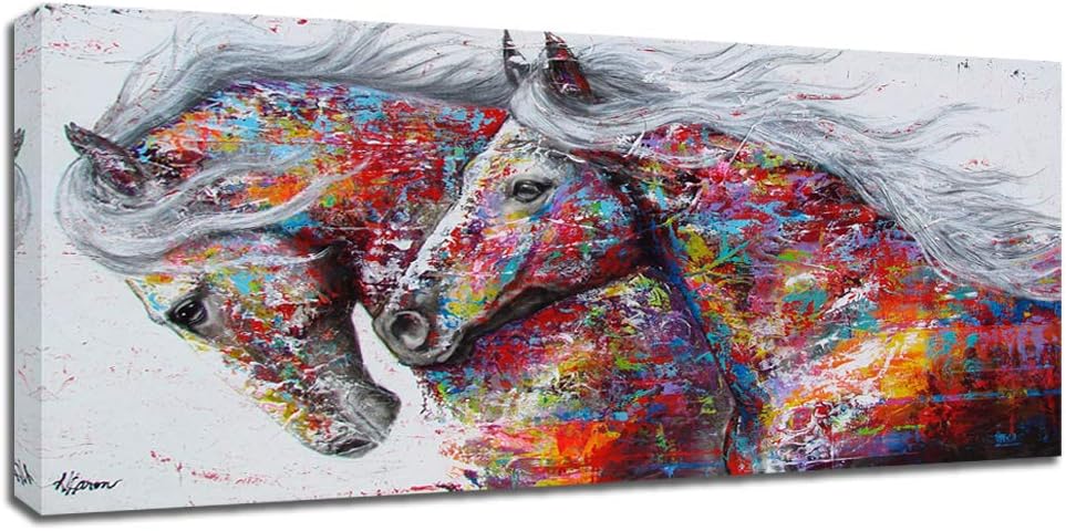 Canvas Prints Wall Art Abstract Horse Art Pop Art Funny Colorful Horse Animal Print Posters on Canvas Painting Home Decor Picture 24"x48"