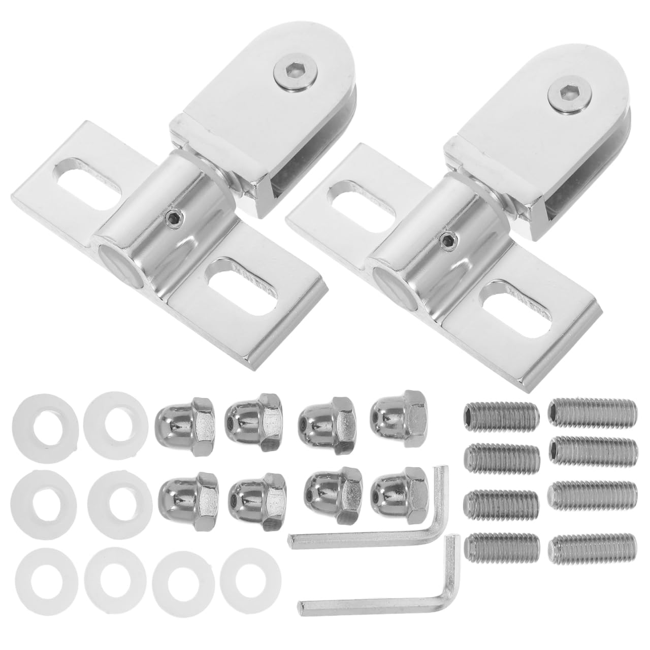 Garneck Frameless Glass Shower Door Pivot Hinges Dual Direction Heavy Duty Alloy Set 2 Top and Bottom Clamps for Bathroom Installation