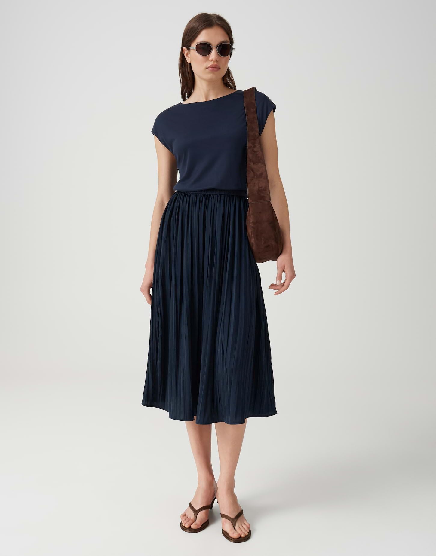 OPUS Damen Midikleid | Plissiertes Midikleid mit Jerseytop