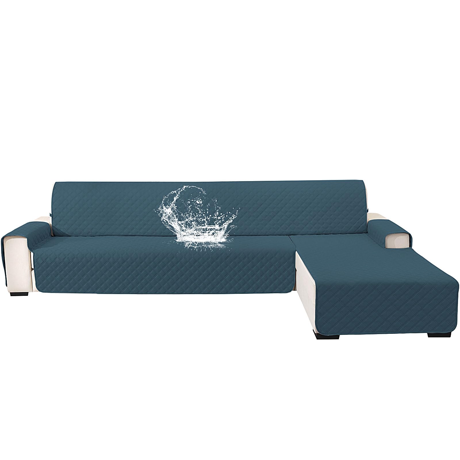 YSTELLAA 100% Impermeable Fundas para Sofa Chaise Longue 4 Plazas(L 280 CM), Cubre Sofas Chaise Longue Izquierdo/Derecho Reversible, Protector Sofa Chaise Longue Gato Perro, Verde Oscuro Global Recycled Standard Global Recycled Standard Global Recycled Standard