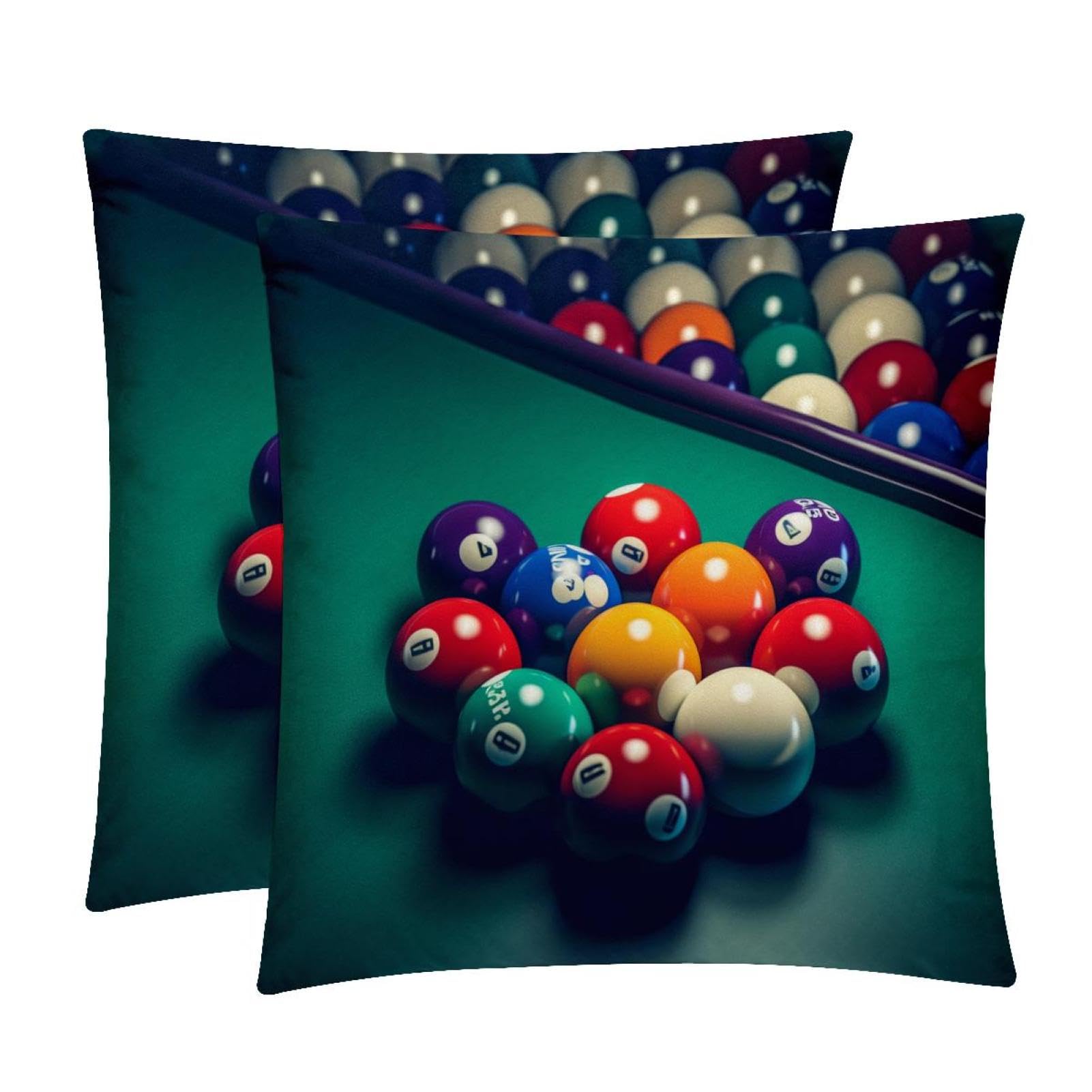Pillow Cases Standard Size,Throw Pillow Cover,Billiards Pillow Covers 20x20 in,2-Pc
