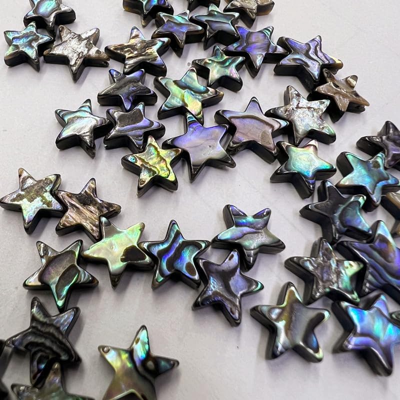 Miniatura 5 de 20 cuentas de estrella de abulón de concha de abulón, cuentas sueltas planas de abulón natural, cuentas sueltas para hacer joyas