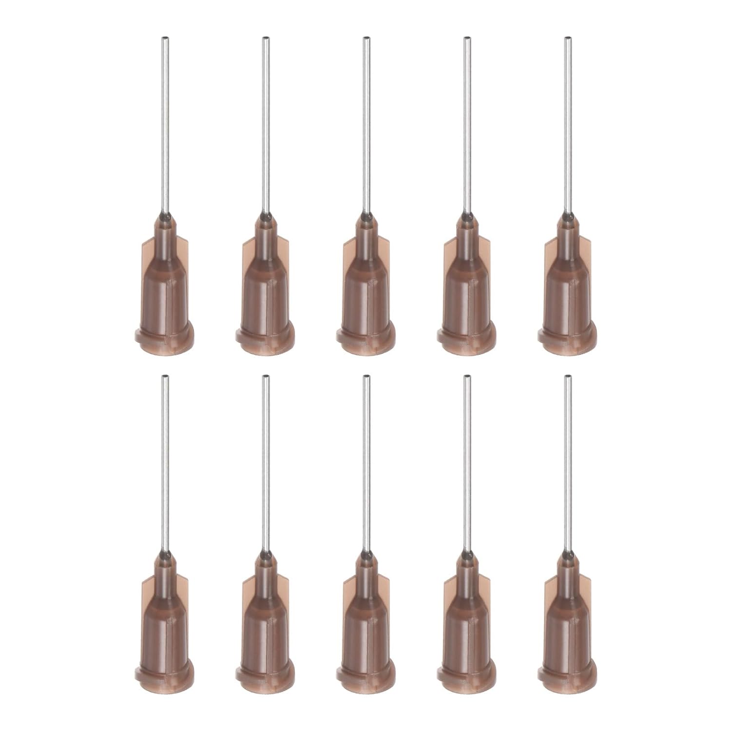 uxcell Industrial Blunt Tip Dispensing Needle with Luer Lock for Liquid Glue Gun, 19G 1", 10 Pcs (Brown)
