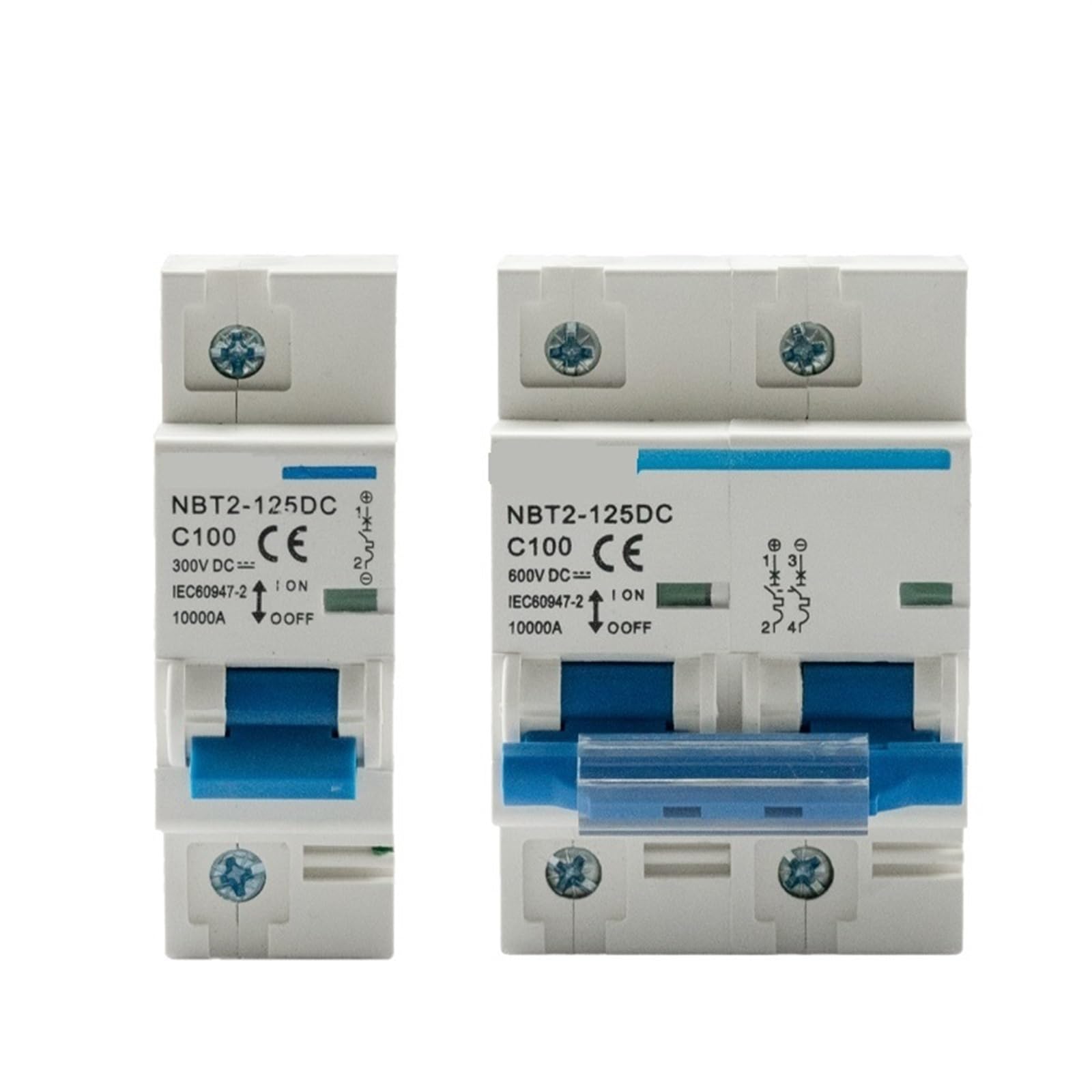 GVBAEPIEO NBT2-125DC DC 1P 2P 300V 600V 80A 100A 125A 10KA Solar PV C Curve Switch Mini Circuit Breaker 1Pcs(25v,1P)
