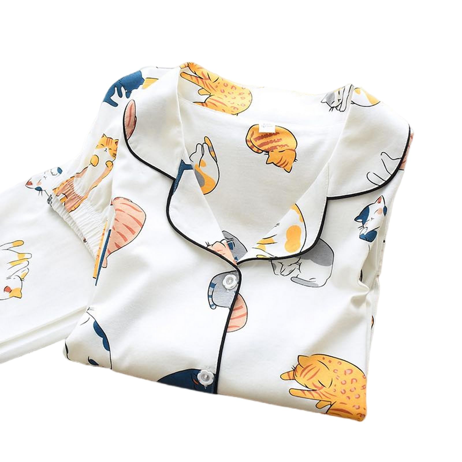 Pigiama Donna Cartoon Knitting 2 Pezzi di Pigiama Set Primavera Estate Autunno Inverno Maniche Lunghe Abbigliamento Domestico per Donne Lady Lounge Home Service