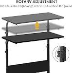 SogesHome Standing Desk Adjustable Height,Portable Laptop Desk with Wheels,Mobile Small Computer Desk,Rolling Home Office Desks (Black, 31.5inch*15.7inch)
