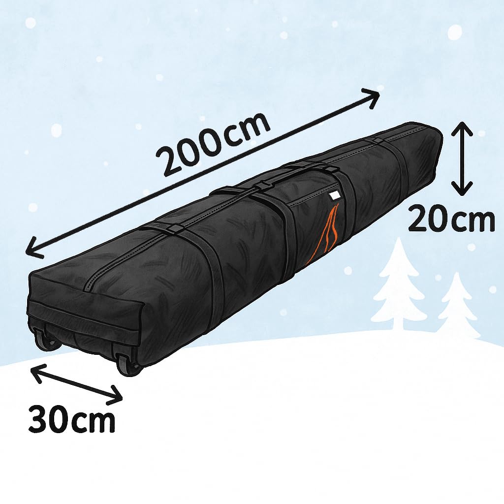 Snowsport Double sac de ski avec roulettes pour 2 paires de skis pour les voyages en avion