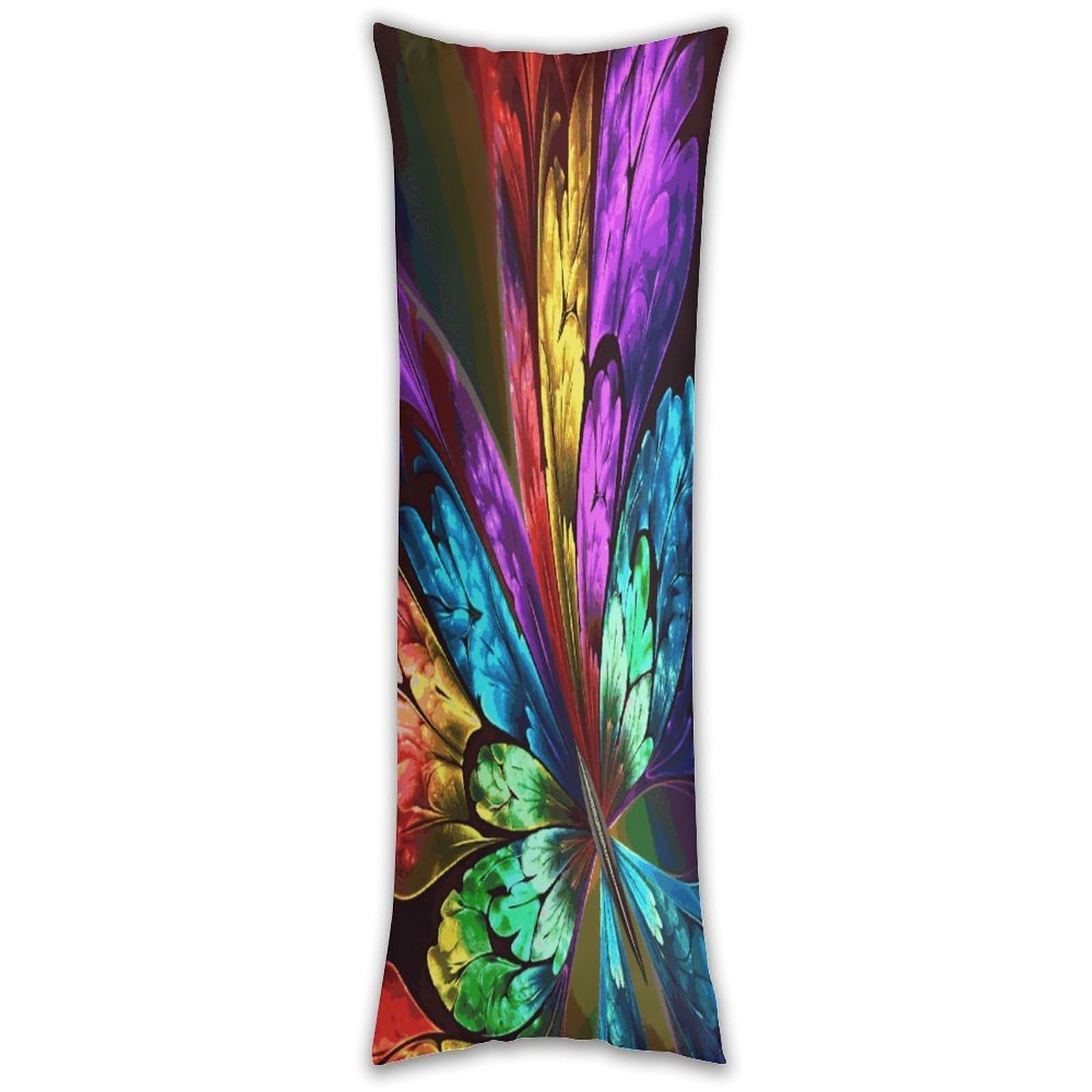 Rainbow Butterfly Long Pillow Case with Zipper Ultra Soft Microfiber Long Pillow Cover Breathable Body Pillow Protector Soft Wrinkle Pillowcase for Bed Sofa Bedroom 53 X 19 in