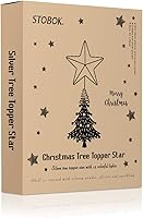 Vista 9 de Luces de estrella para árbol de Navidad, árbol de Navidad con purpurina con luces LED para decoración del hogar, color plateado (plateado 1)