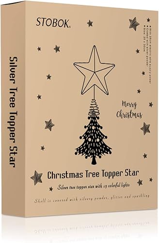 Miniatura 9 de Luces de estrella para árbol de Navidad, árbol de Navidad con purpurina con luces LED para decoración del hogar, color plateado (plateado 1)