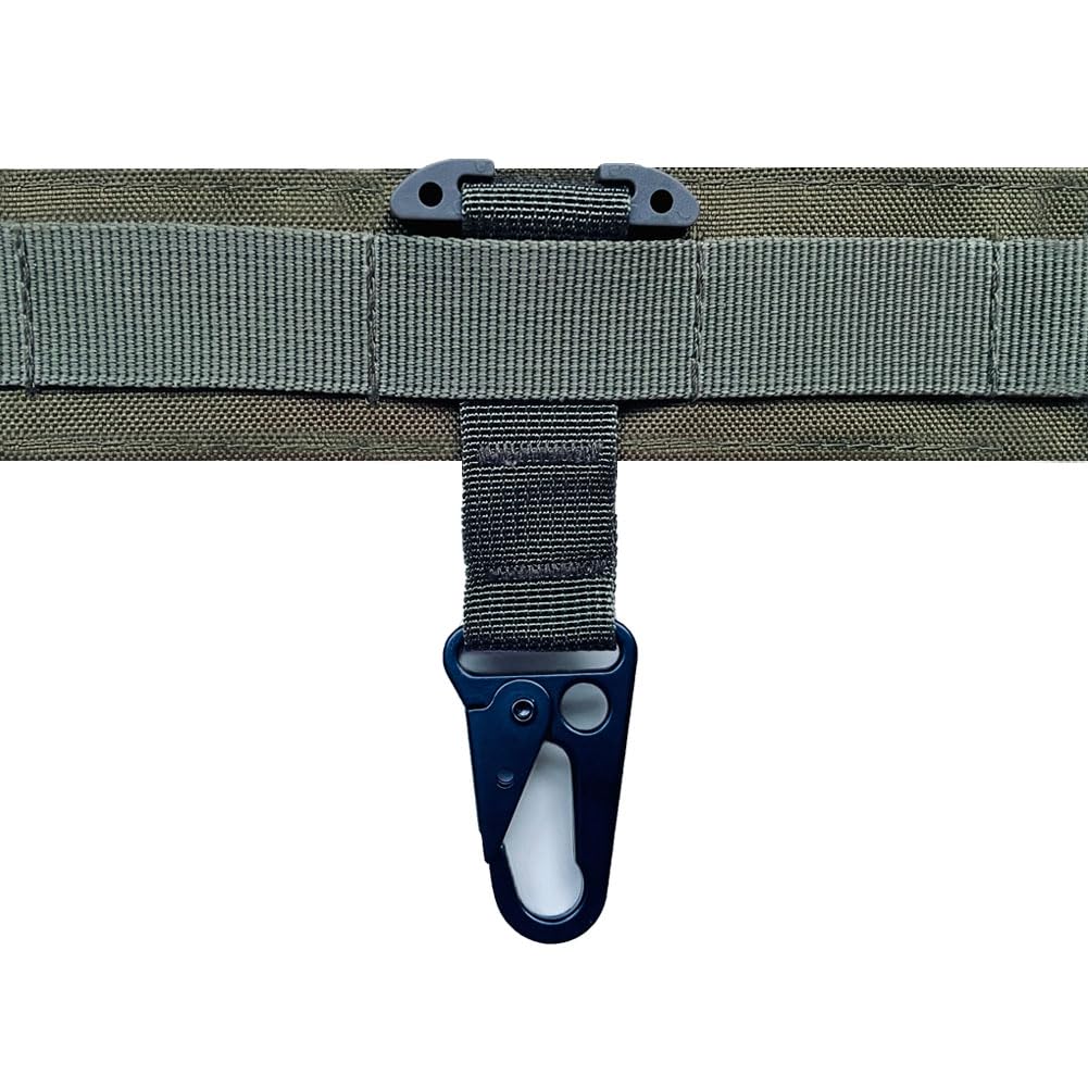 Tactical Gear Clip Molle Clip T-Mount Clash Hook Molle Webbing Battle Belt Clip Metal Carabiner for Tactical Backpack Vest Gloves Outdoor Portable Key Clip Key Ring Holder (Army Green)