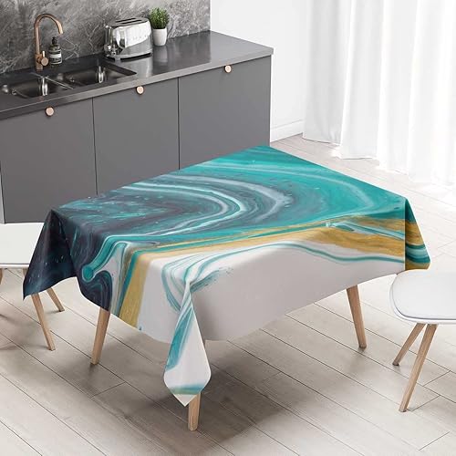 Miniatura 1 de Mantel rectangular de textura de mármol para mesa de picnic para fiestas de Navidad, 54 x 72 pulgadas