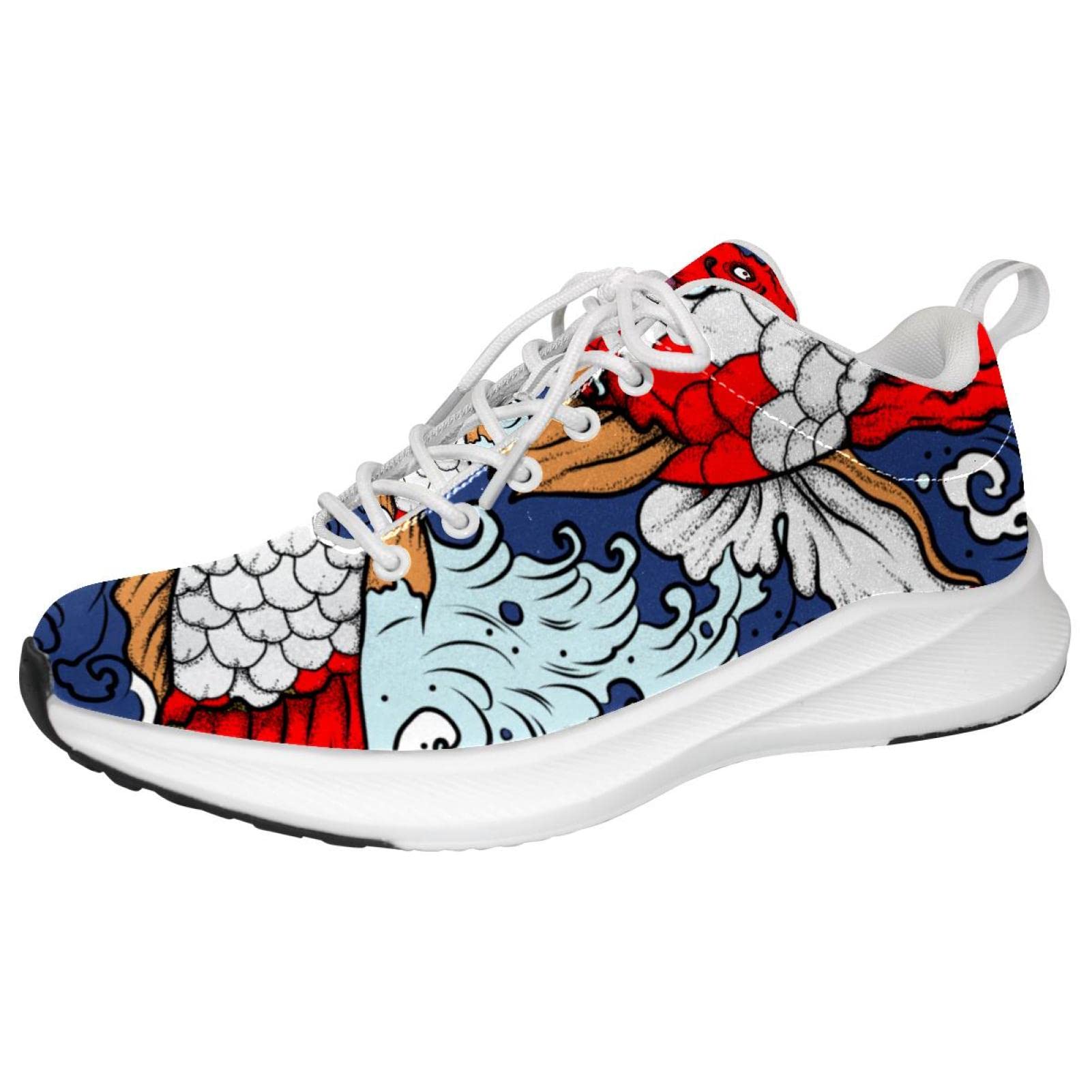 Scarpe da ginnastica uomo personalizzate Scarpe da passeggio leggere Running Athletic Casual Sneakers Giapponese Carp Fish Wave