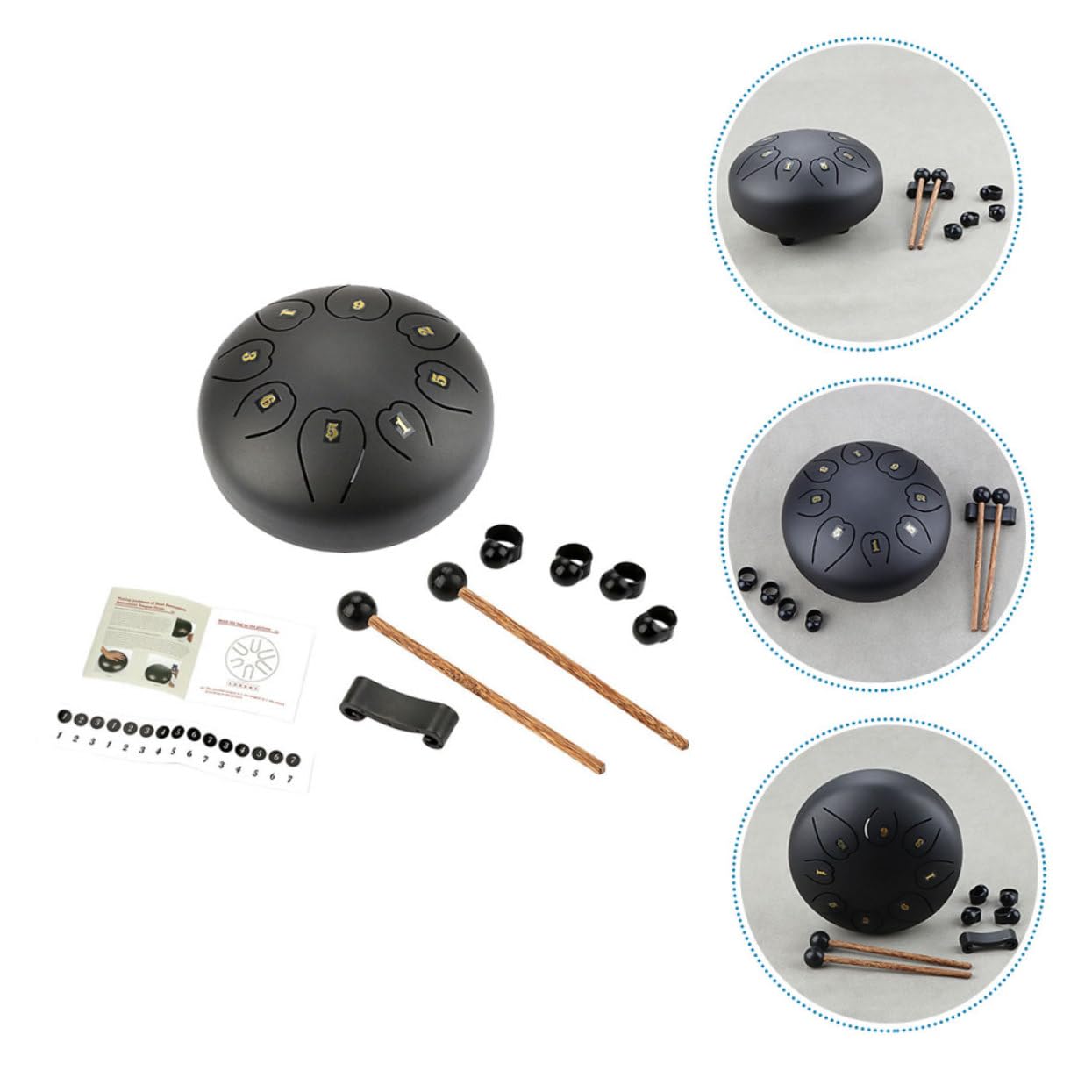 BESPORTBLE Instrumento de Lengüeta Etéreo Negro Grande, Instrumento de Percusión de Metal y Madera, Fácil de Aprender, Adecuado para Educación y Ocio