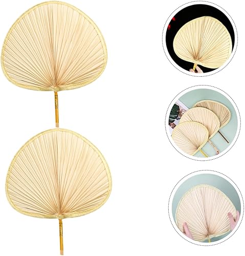 Miniatura 4 de Yardwe Ventilador de mano chino tradicional ventilador tejido de bambú hecho a mano verano fresco pu hogar decorativo estilo aleatorio