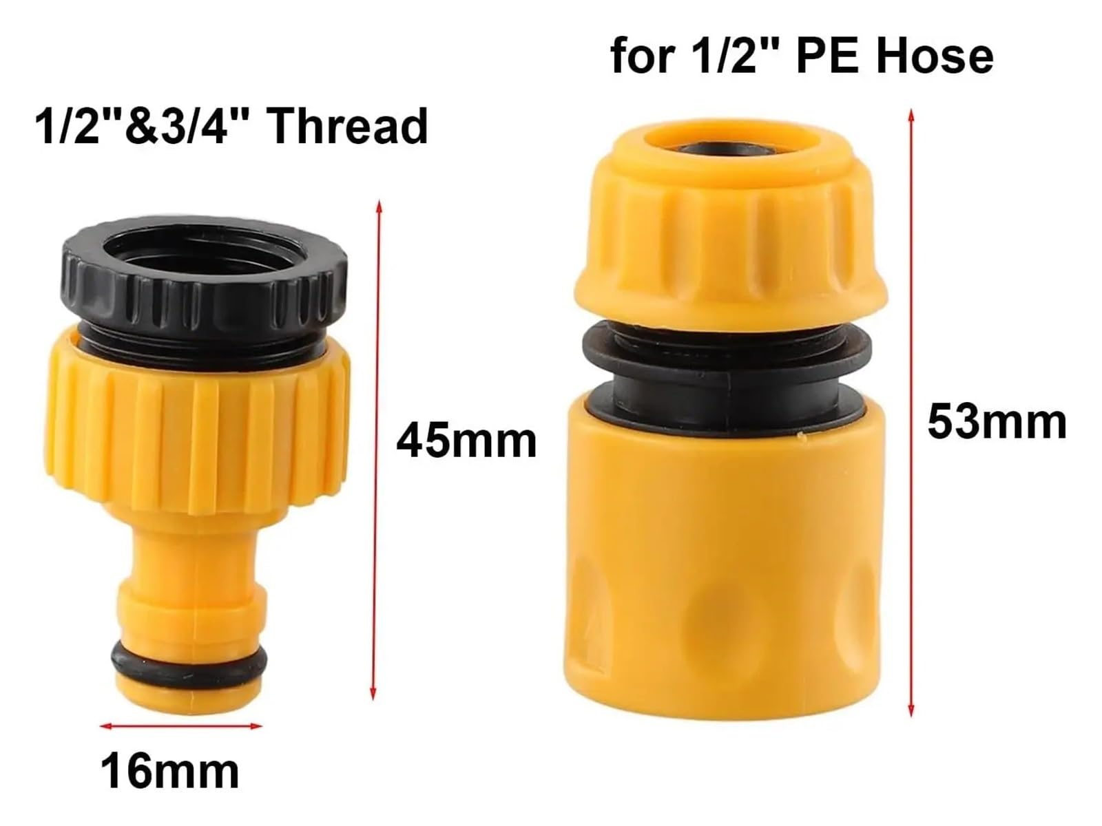 Juego de adaptadores de grifo de agua de conectores rápidos de manguera, 10 piezas para riego de jardín de 3/4 y 1/2 pulgadas y lavado de coches, diseño de rosca duradero para uso en exteriores
