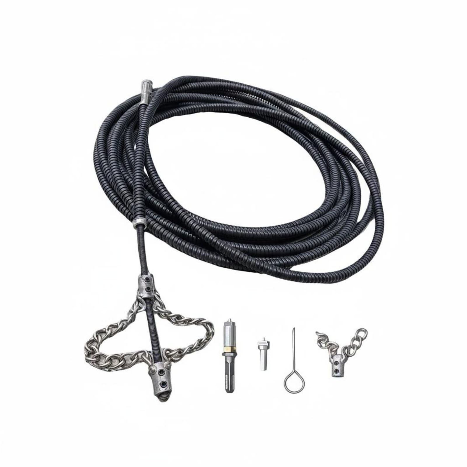 Desatascador de Eje Flexible con Cadena Alta Resistencia Limpiador de Tuberías Eje Flexible Operación Simple para Profesionales, 5M