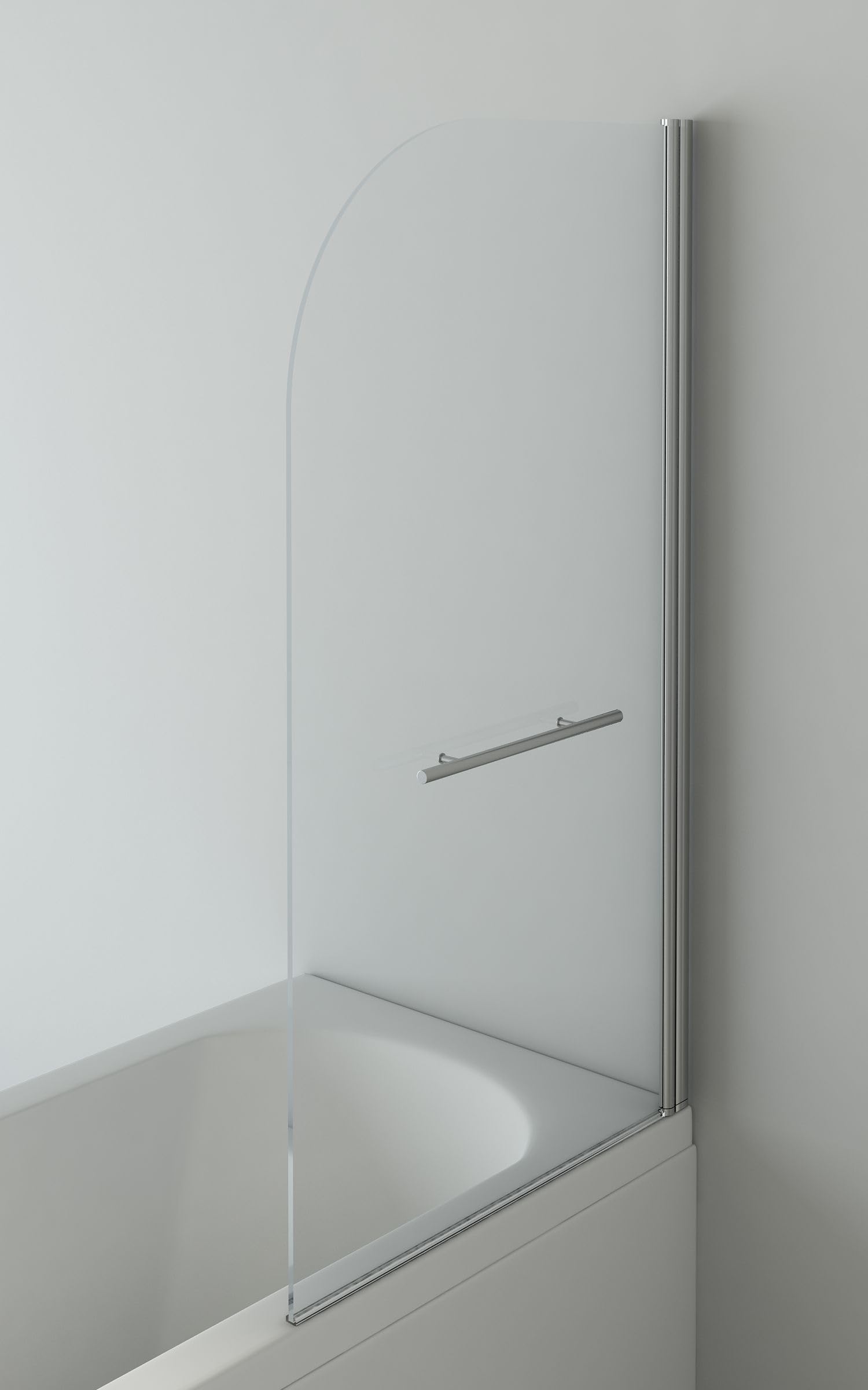 VeeBath RST035 - Pannello per vasca da bagno in vetro temperato con bordo curvo, 6 mm, cromato
