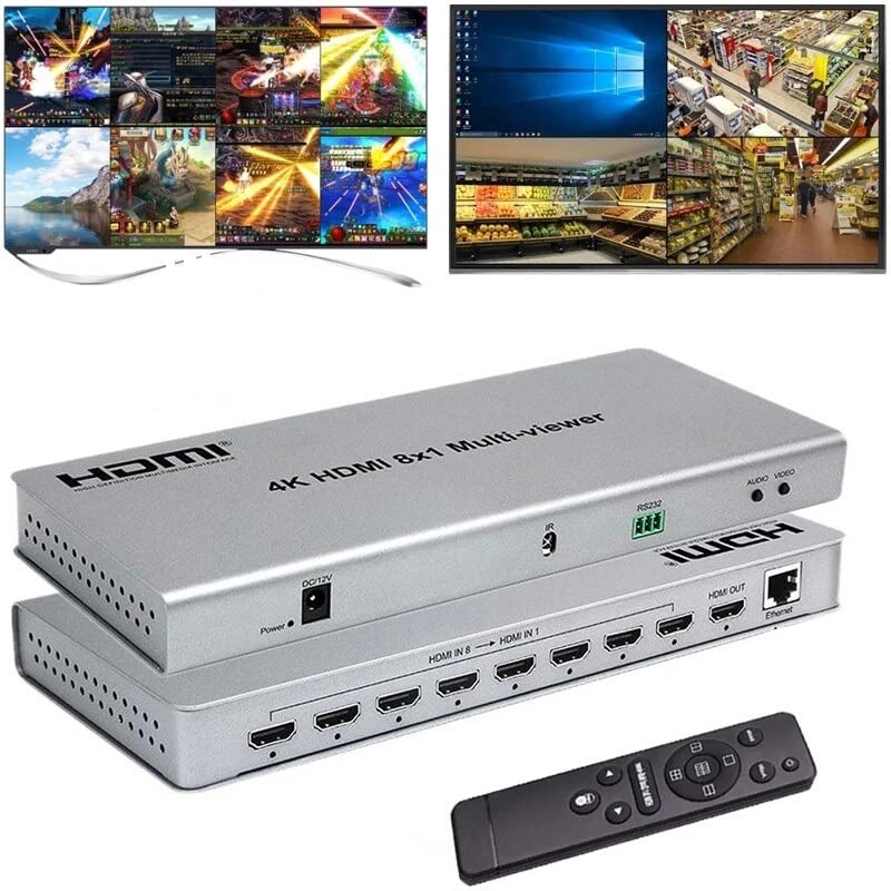 Image of MICROWARE 4K Video 8x1 HDMI Quad Multi-Viewer with Seamless Switcher Selector 3D 1080p, PIP Mode Multi-Viewer