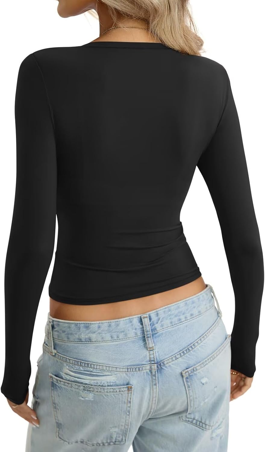 Womens Long Sleeve Shirts Lightweight Stretchy Going Out Tops Crew Neck Basic Tee Slim Fit Fall Y2K Outfit 2026 - Image 6