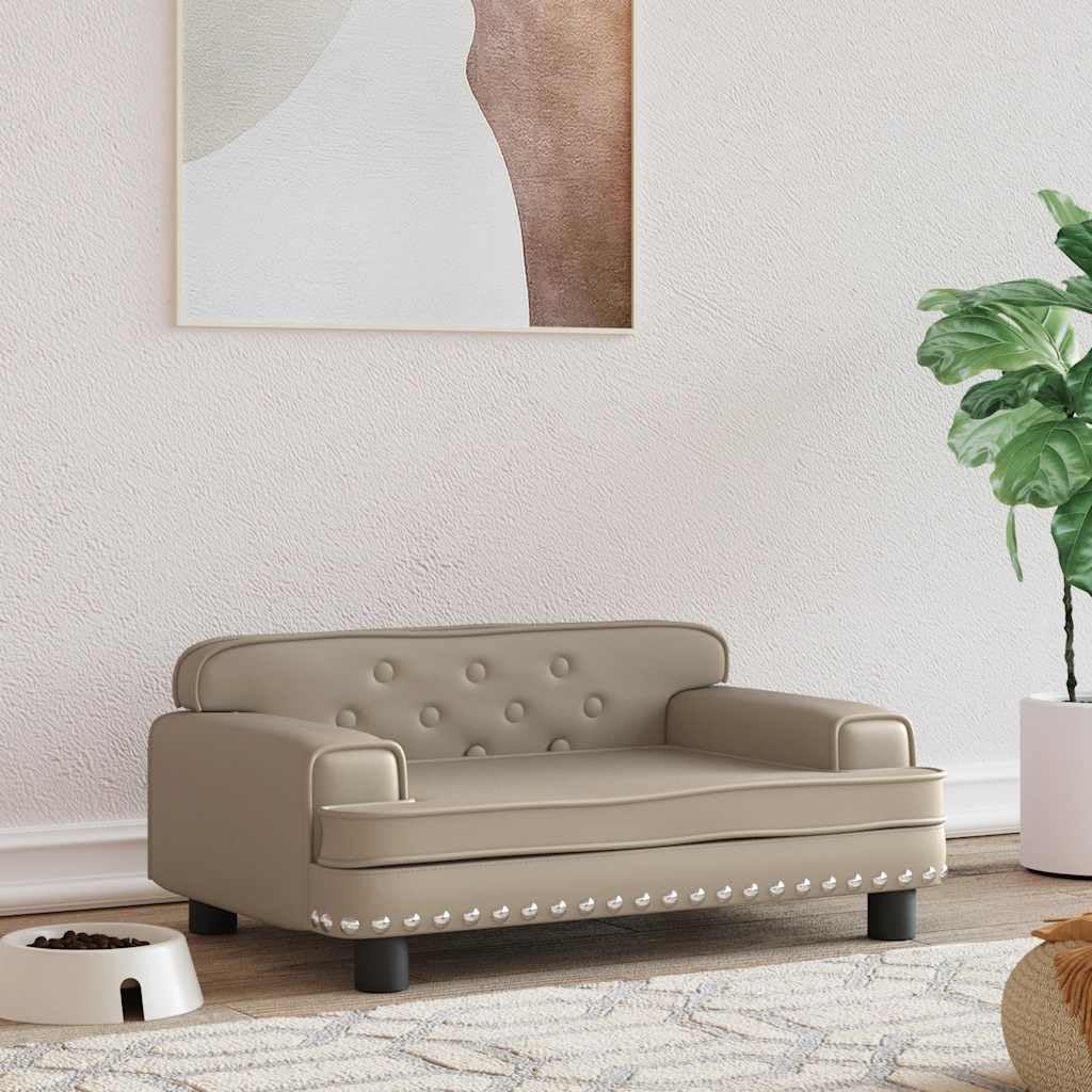 Hothingwell Hundesofa aus Kiefernholz, 70 x 45 x 30 cm, Hundebett aus Kunstleder mit dickem Schaumstoff, robuster Rahmen aus massivem Kiefernholz, wasserdichte Beschichtung, leicht zu reinigen