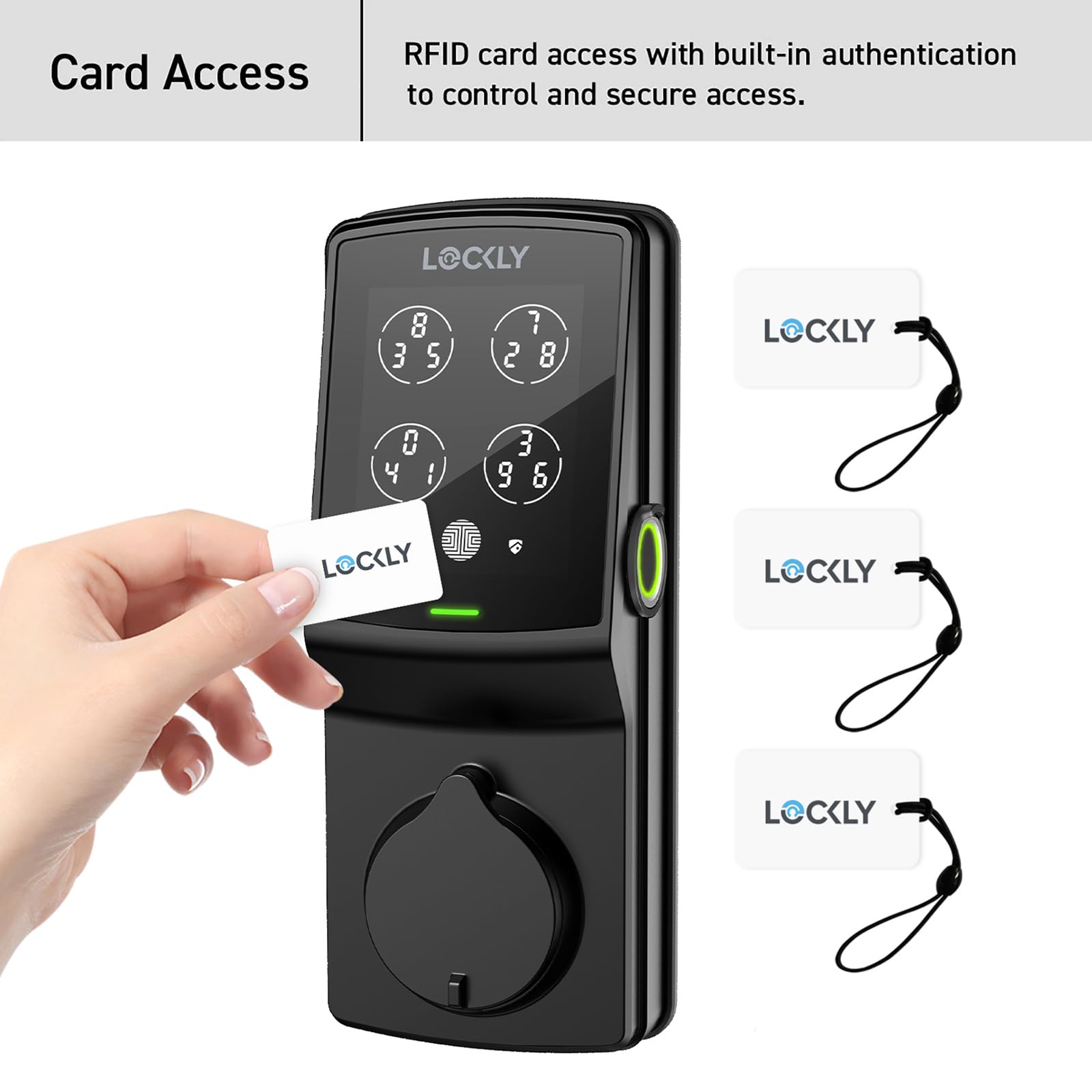 Lockly Smart RFID Cards, 13.56MHz RFID Key Fob RFID Card Smart Lock, Smart Card per serratura senza chiave - 3 pezzi bianco