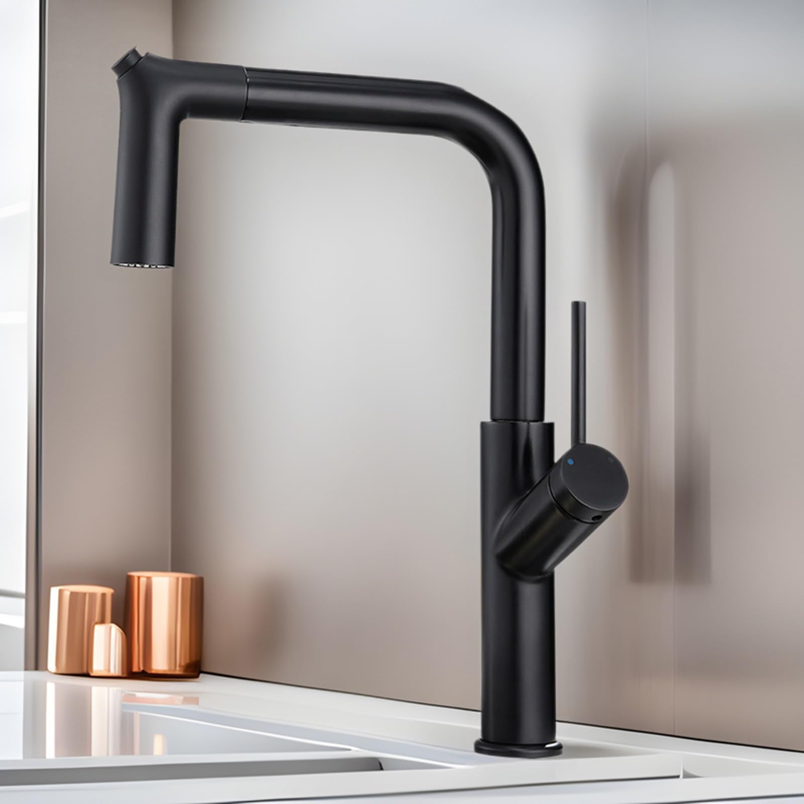ZYCHSJXA Kitchen Sink Taps with Pull Out Spray Brass Faucet Mixer Tap Hot and Cold 2 Mode Black