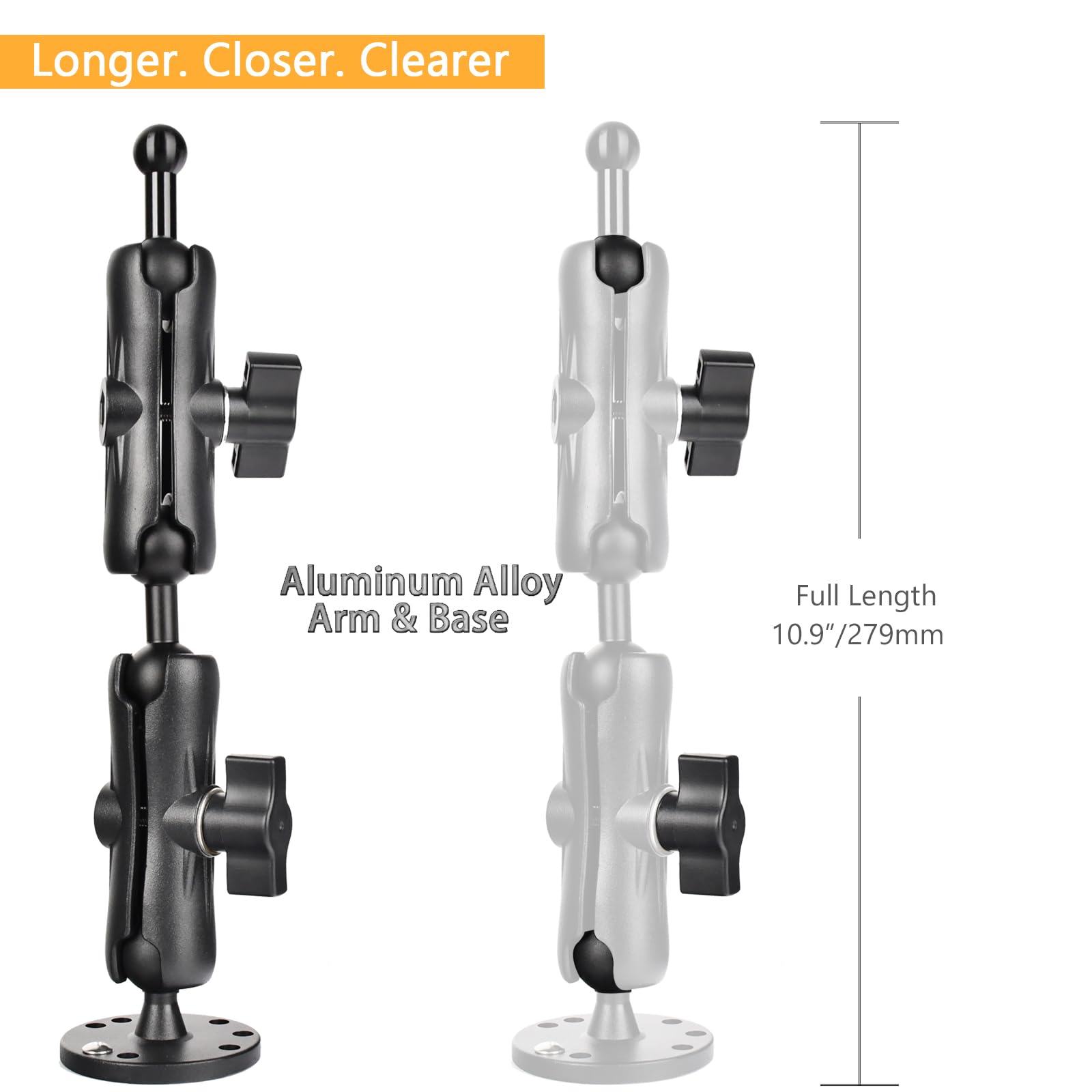 Aluminum GPS Mount, 17-25mm Ball Connector With T-Bolt