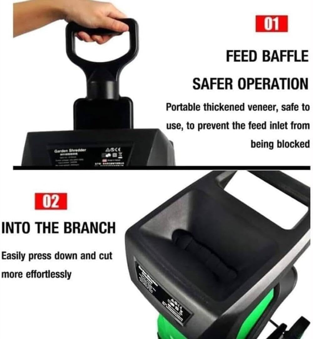 Wood Chipper, Electric Garden Shredder, with 50L Collection Bag, 40mm Cutting Capacity, Powerful Leaf Mulcher for Branches, Leaves & Garden Waste