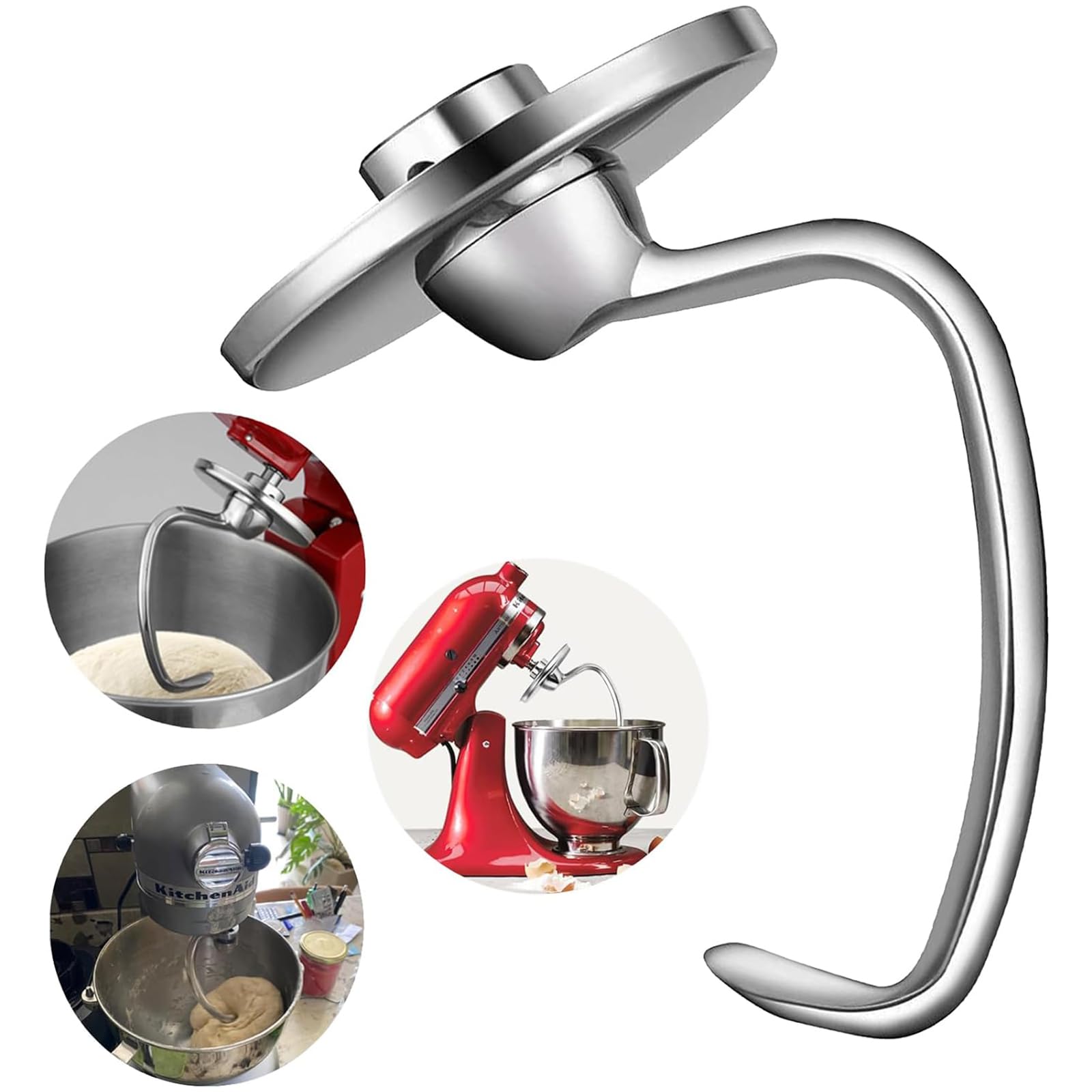 HOMGEN Gancio per Impasto per Impastatrice KitchenAid Miscelatore Fit 4,5-5 Qt Kitchenaid Accessori Gancio in Acciaio Inox Spirale Gancio Pasta Accessorio per KitchenAid Stand Mixer KSM150 K45DH