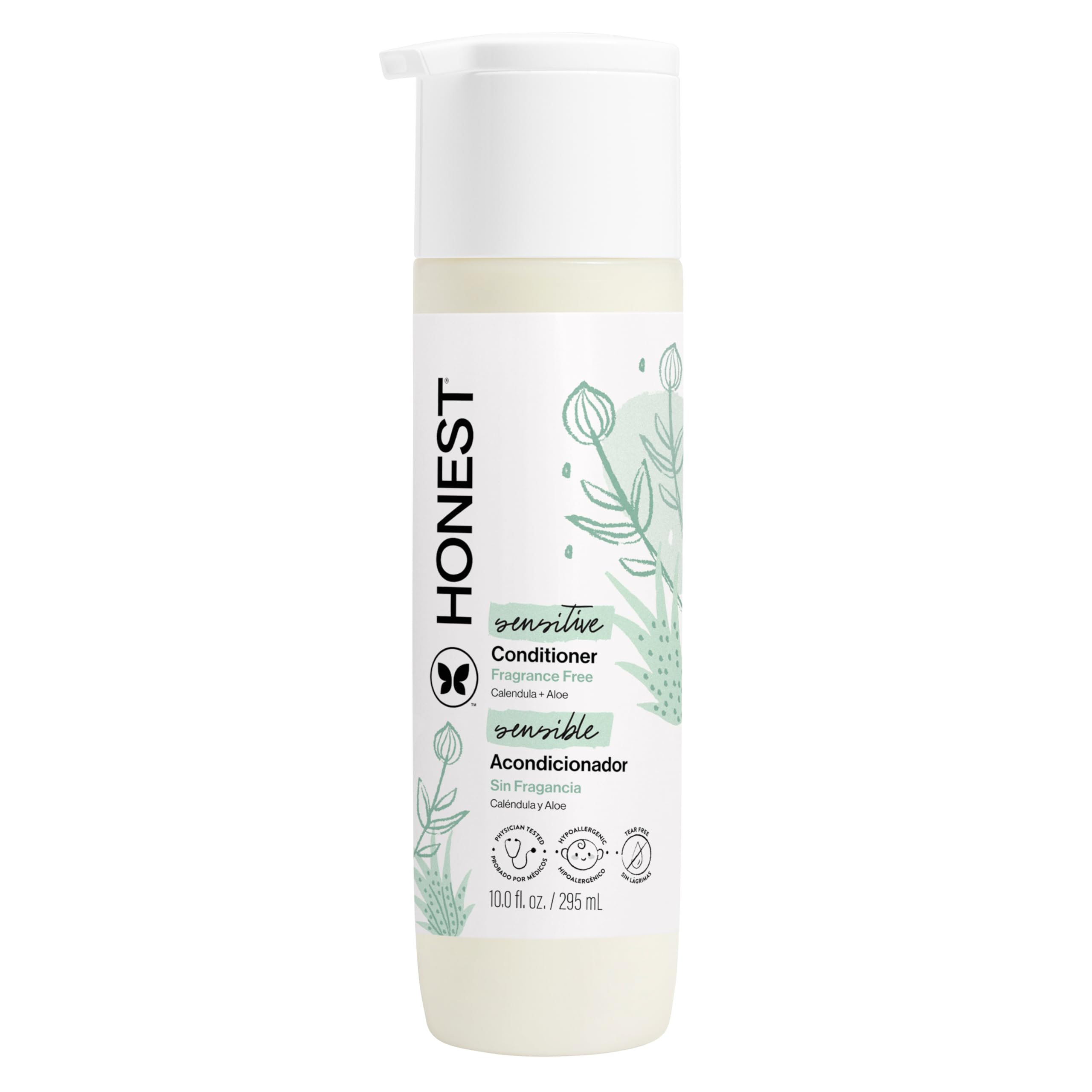 The Honest Company Silicone-Free Conditioner, Fragrance-Free, 10 fl oz (295 ml) | Hypoallergenic Formula for Sensitive Skin - main product image