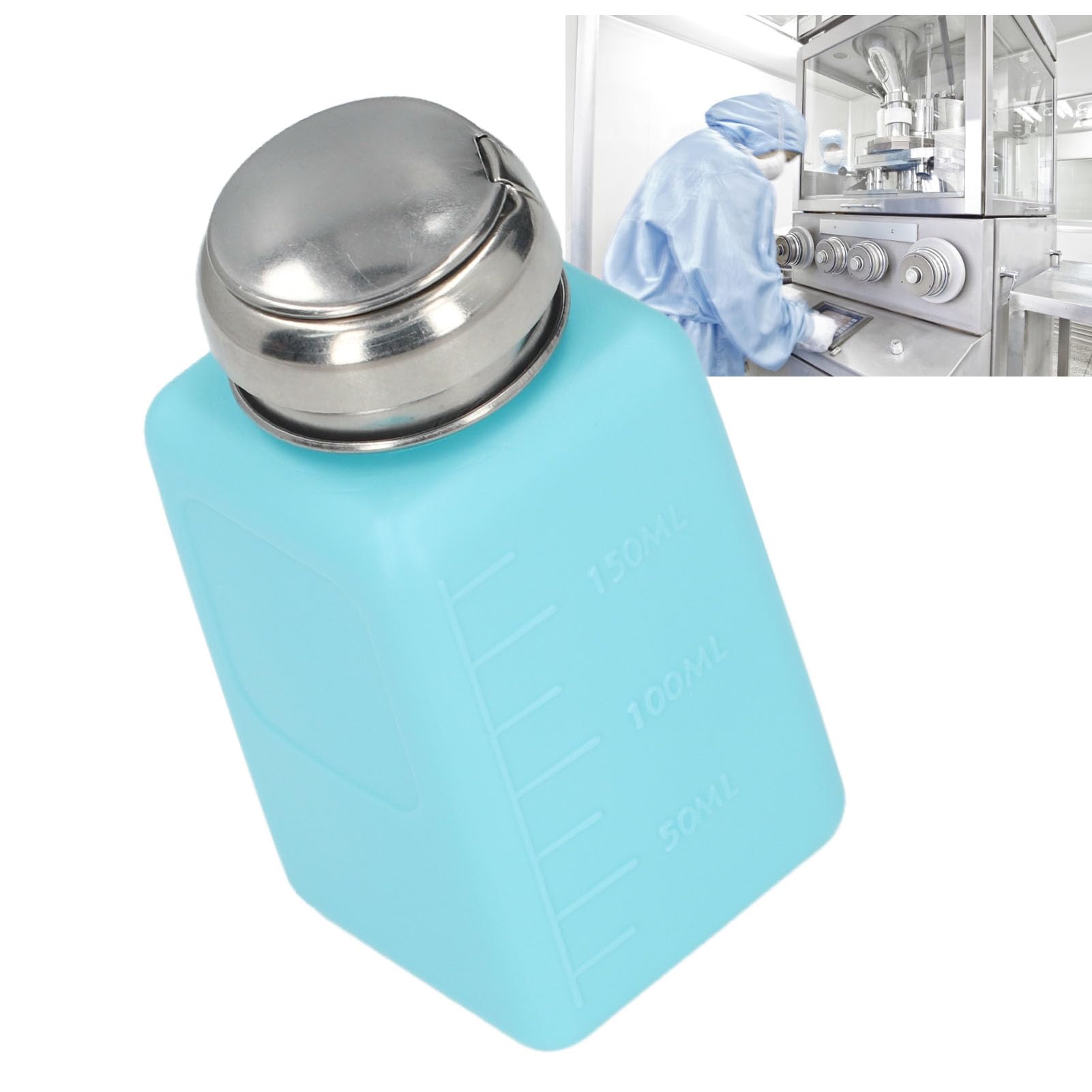 ESD Safe Anti-Static Solvent Dispenser 200ml, Distributore Liquido in Acciaio Inossidabile, Bottiglia Blu Resistente